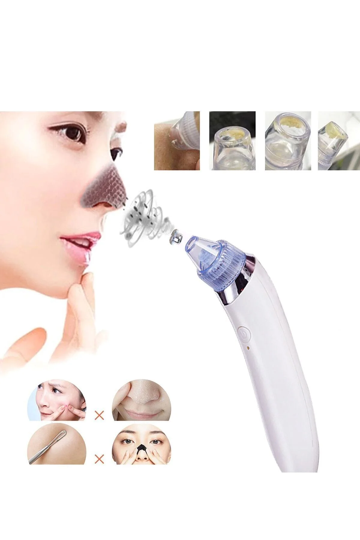 4başlıklı Şarjlı Yüz Gözenek Temizleyici Siyah Nokta Çıkarıcı Akne Sökücü Dermabrazyon - pazariz Görsel 4