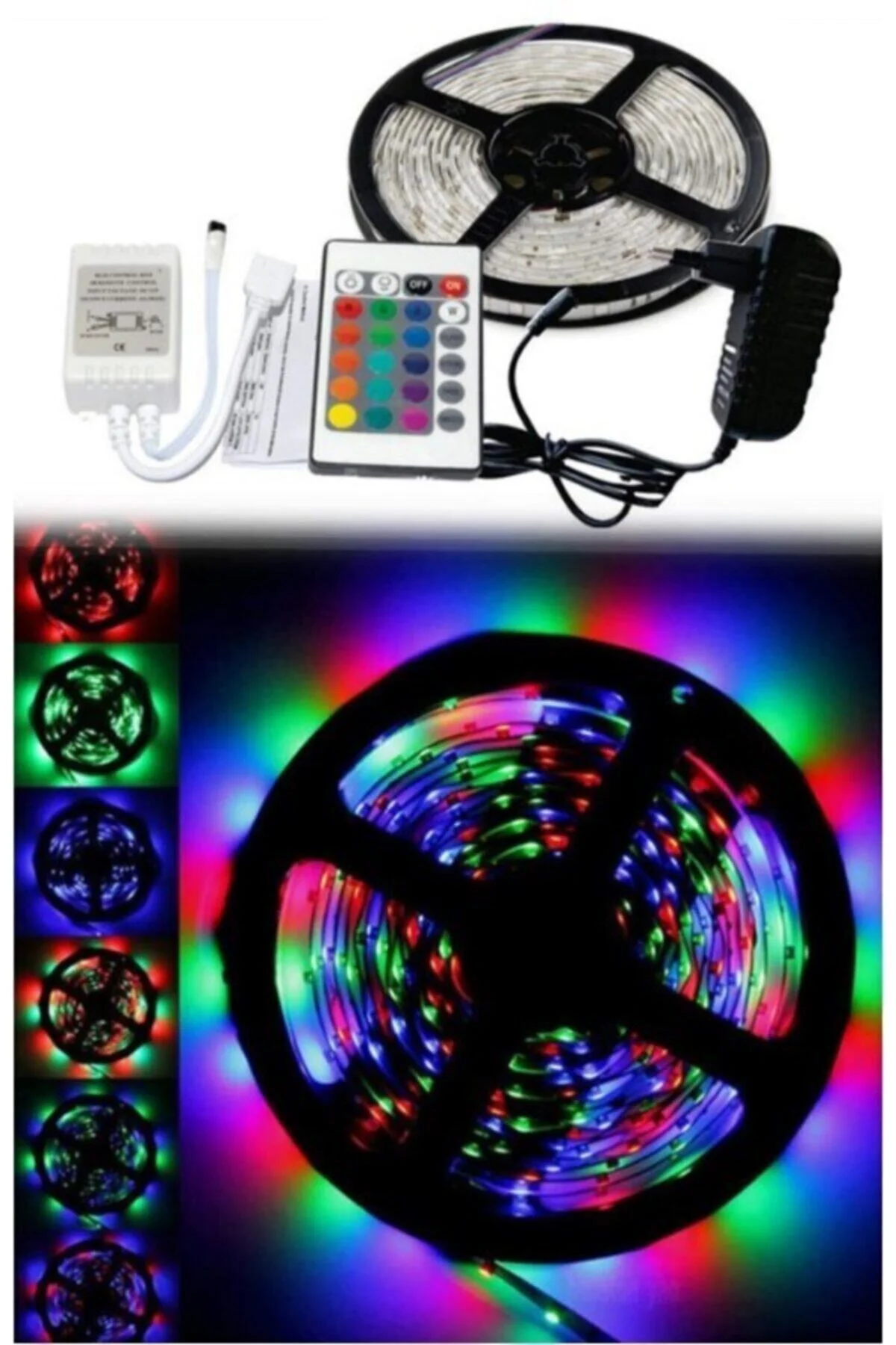 Şerit Led - Animasyonlu, Tak Çalıştır. Kumandalı, Trafolu, Yapışkan, Rgb 5 Metre - alayımbari Görsel 2