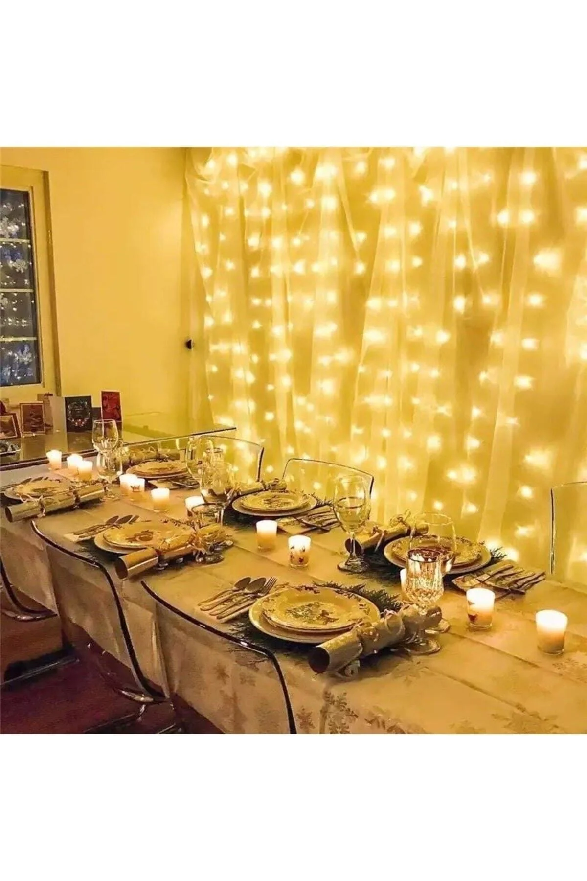 Peri Telli Perde Led Işık Kumandalı 300 Ledli 3 X 3 Metre Usb'li 8 Animasyonlu Günışığı Yıld - pazariz Görsel 5