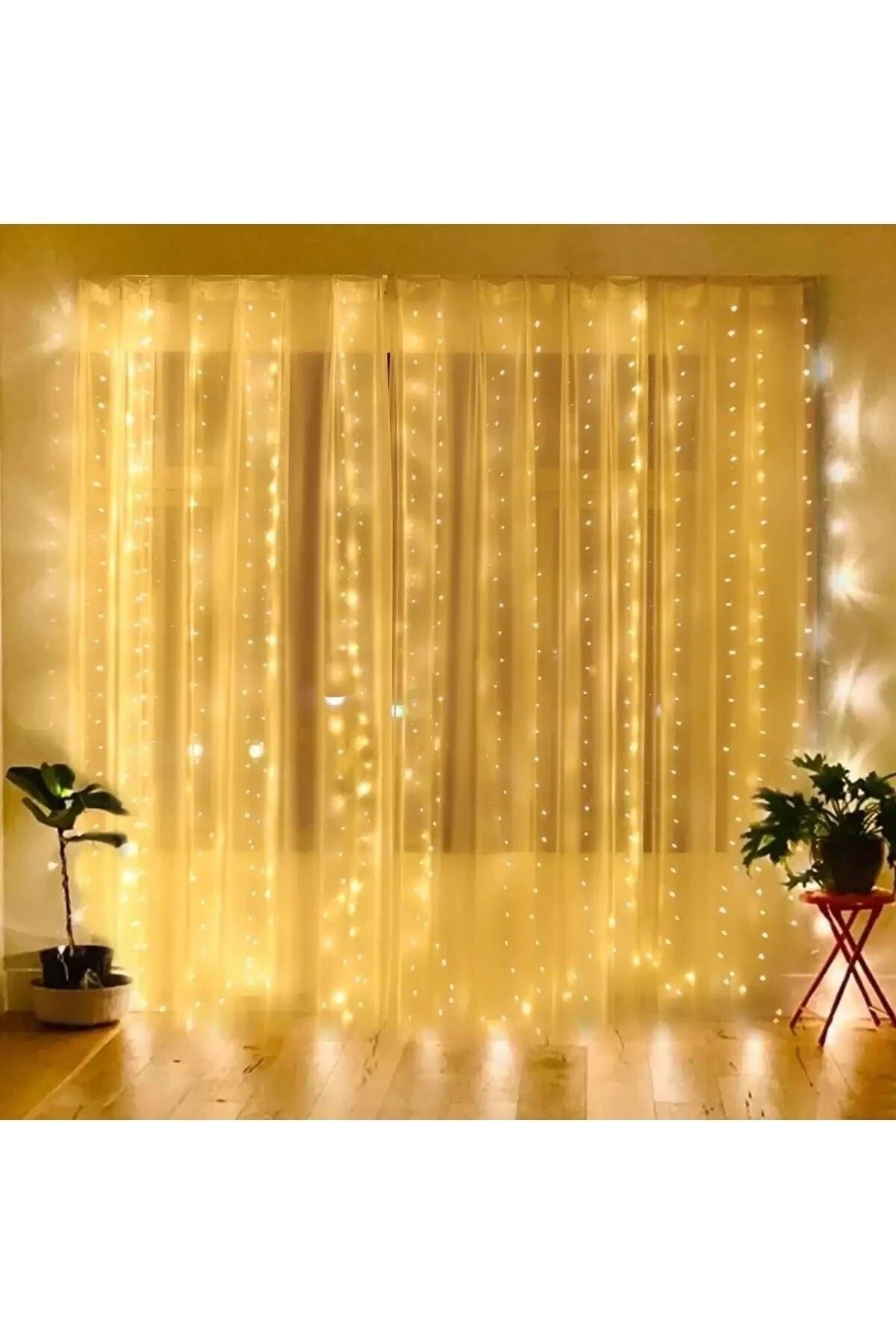 Peri Telli Perde Led Işık Kumandalı 300 Ledli 3 X 3 Metre Usb'li 8 Animasyonlu Günışığı Yıld - pazariz Görsel 3