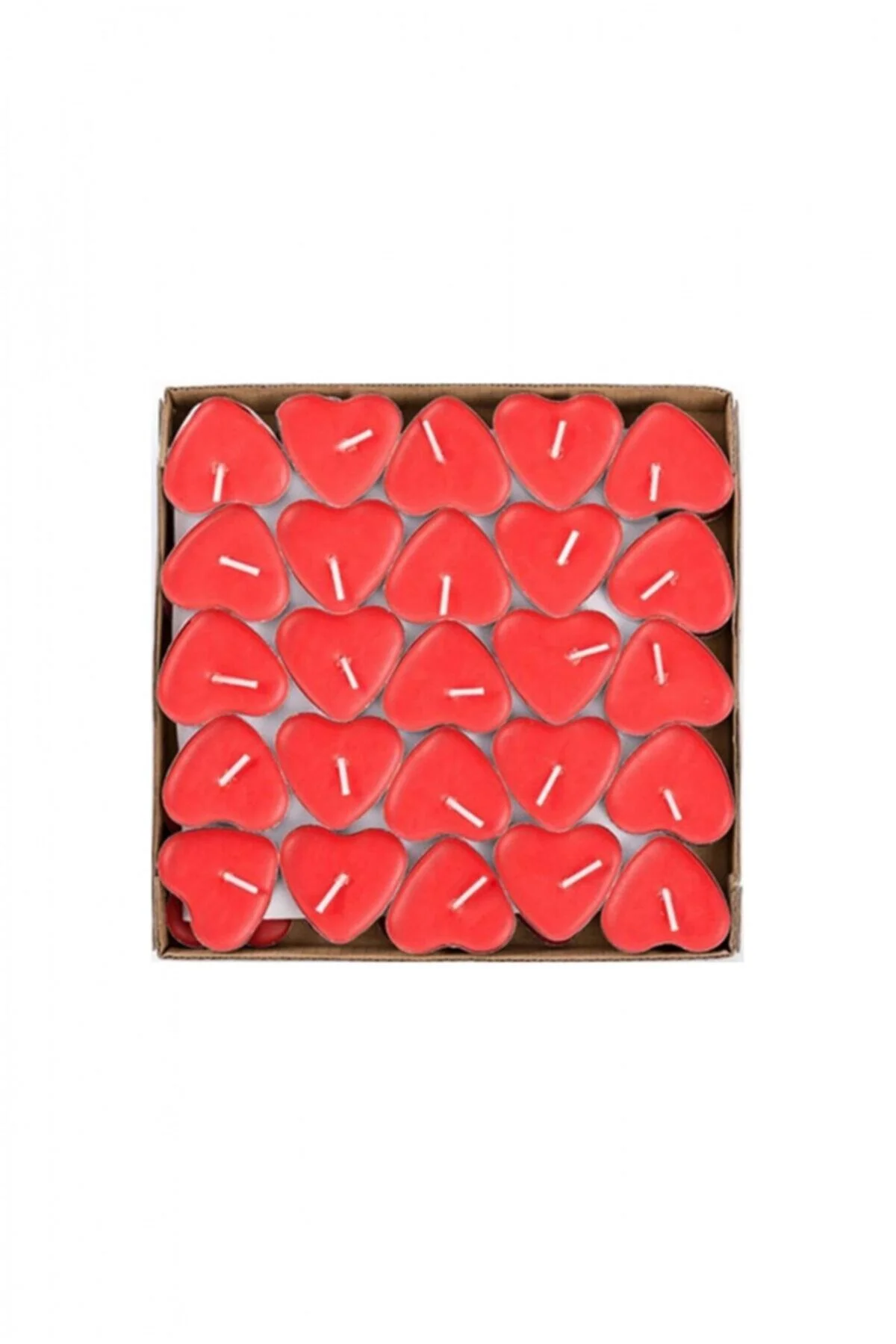 Tea Light Mum Kırmızı Kalpli 100'lü