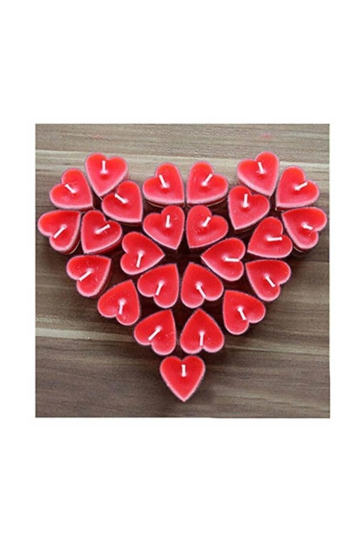 Kırmızı Kalp Tealight Mum 50li