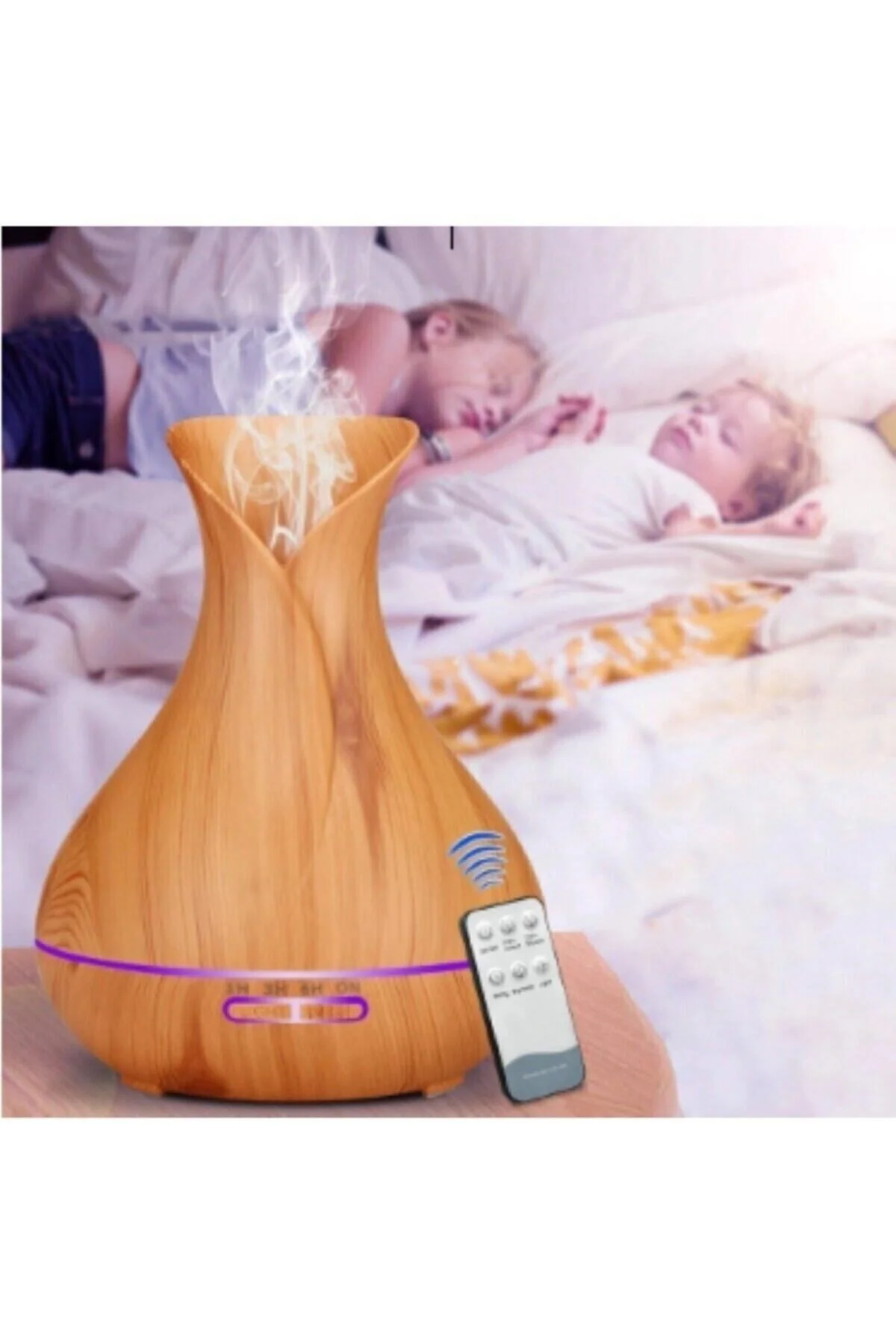 Ultrasonik Aroma Difüzörü 7 Renk Led Işıklı Hava Nemlendirici Kumandalı Buhar Makinesi 550ml - pazariz Görsel 2