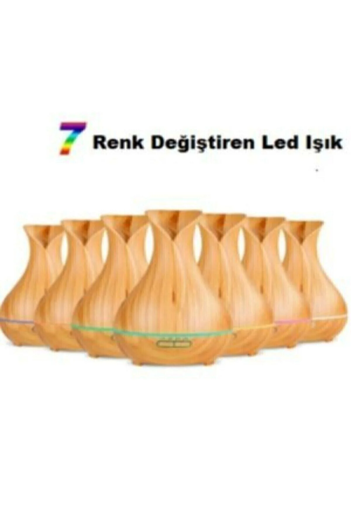Ultrasonik Aroma Difüzörü 7 Renk Led Işıklı Hava Nemlendirici Kumandalı Buhar Makinesi 550ml - pazariz Görsel 3