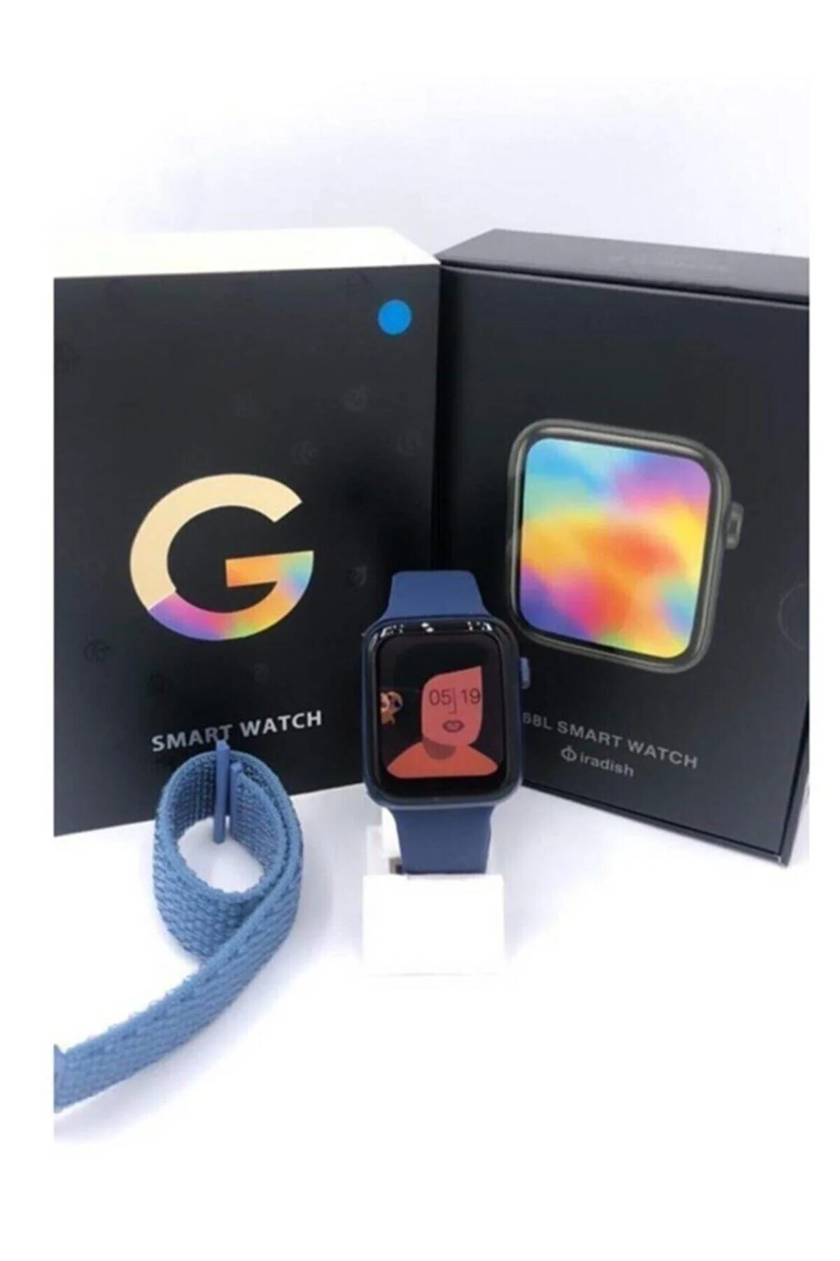 G68l Smart Watch 6s Akıllı Saat Yan Tuşlar Aktif Uygulama Çift Kordon Mavi - pazariz Görsel 2