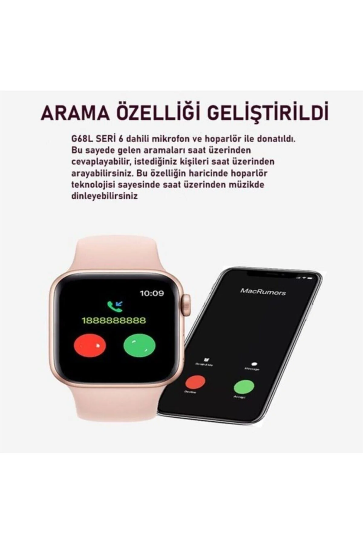 G68l Smart Watch 6s Akıllı Saat Yan Tuşlar Aktif Uygulama Çift Kordon Mavi - pazariz Görsel 5