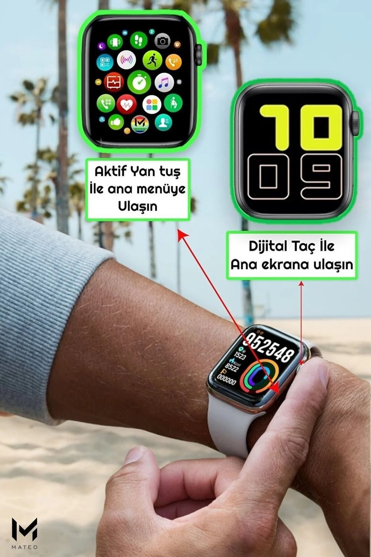 Akıllı Saat L800 Dokunmatik Ekran Bluetooth Ve Yan Ekran Tuşlu Çok Özellikli Siyah - pazariz Görsel 5