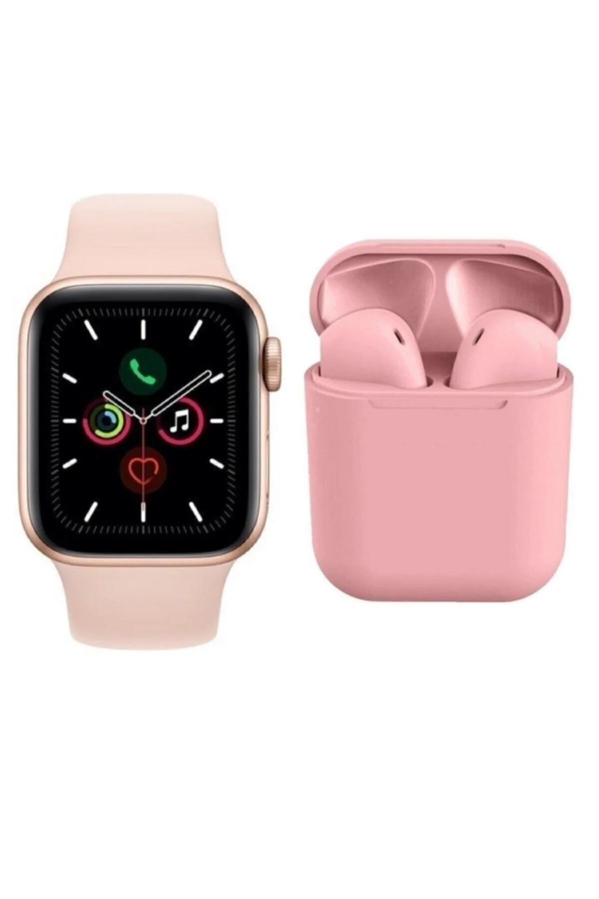T500 Smart Watch 12 Pembe Tws Kablosuz Kulaklık