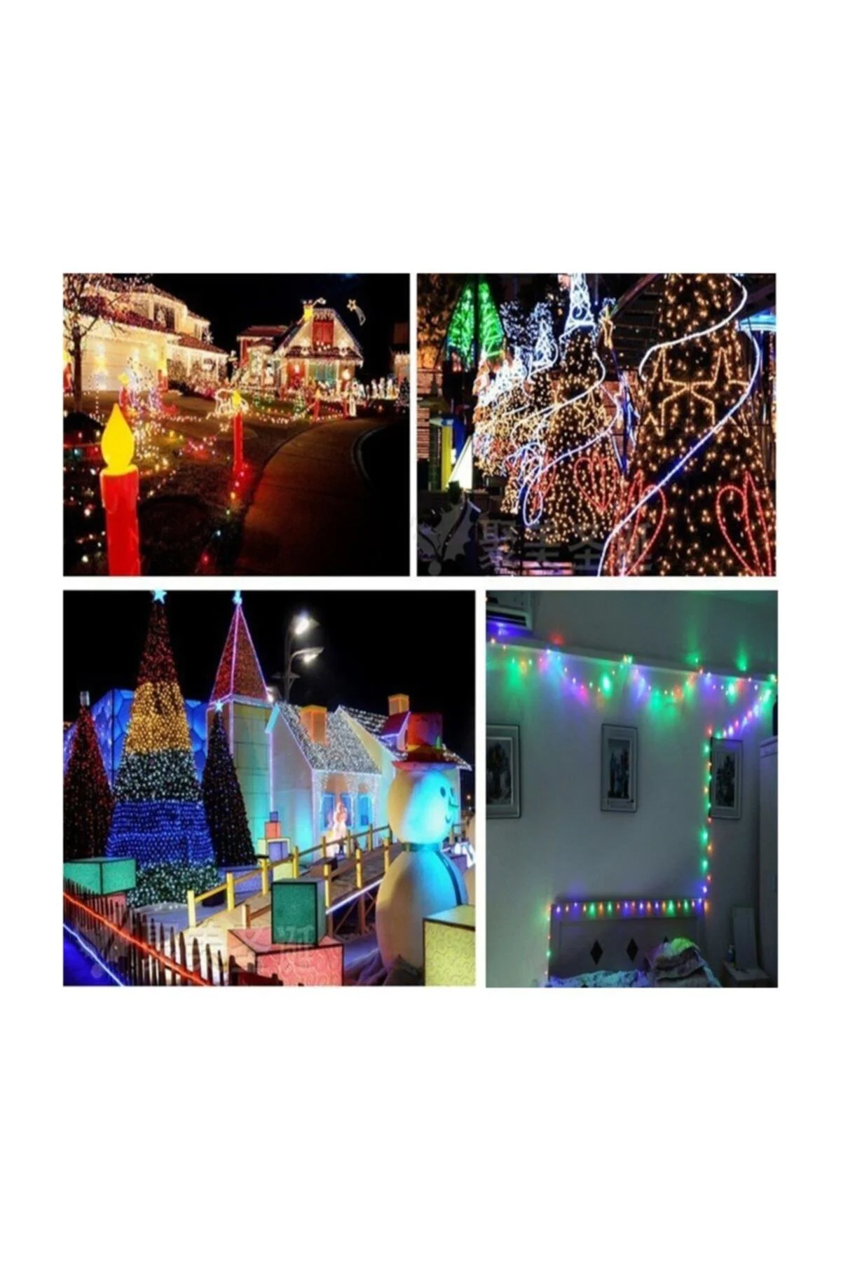 10 Mt 100 Led Işık Renkli Noel Yılbaşı Agaç Süsleme Led Süs 9 Fon