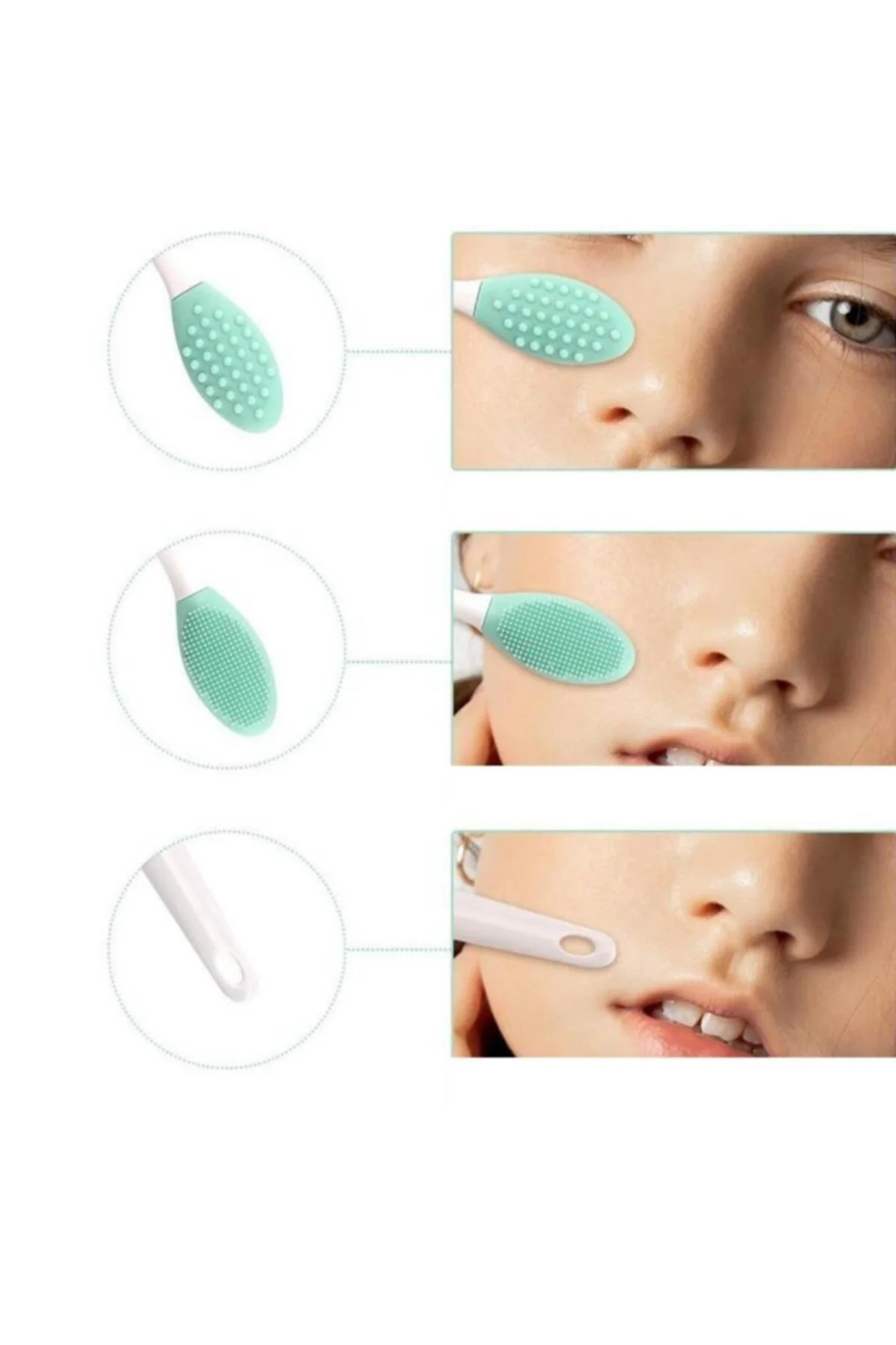 Beyaz Dudak Fırçası Peeling Etkili Gözenek Siyah Nokta Temizleyici Fırça 2 Adet - rennway Görsel 3