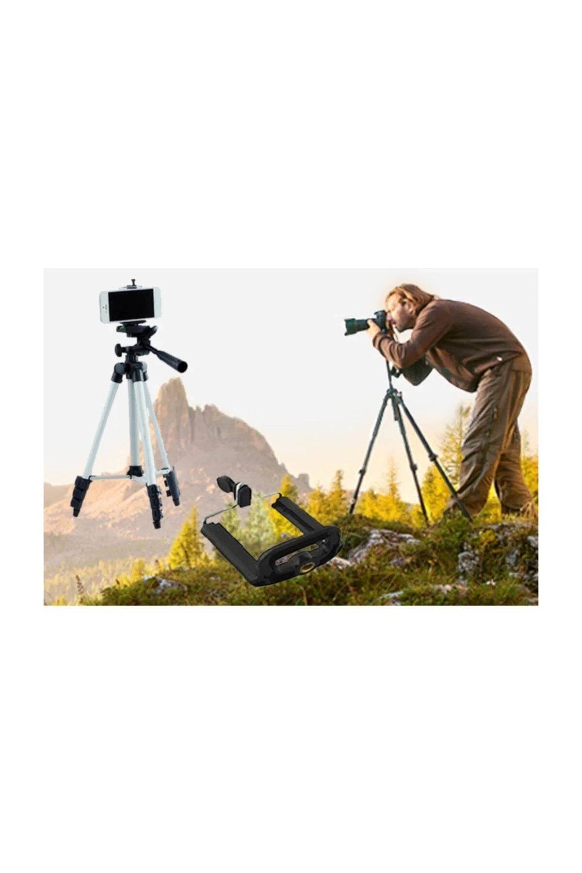 Tripod : Telefon Ve Kamera Tutucu Ayak + Telefon Tutucu - 105cm