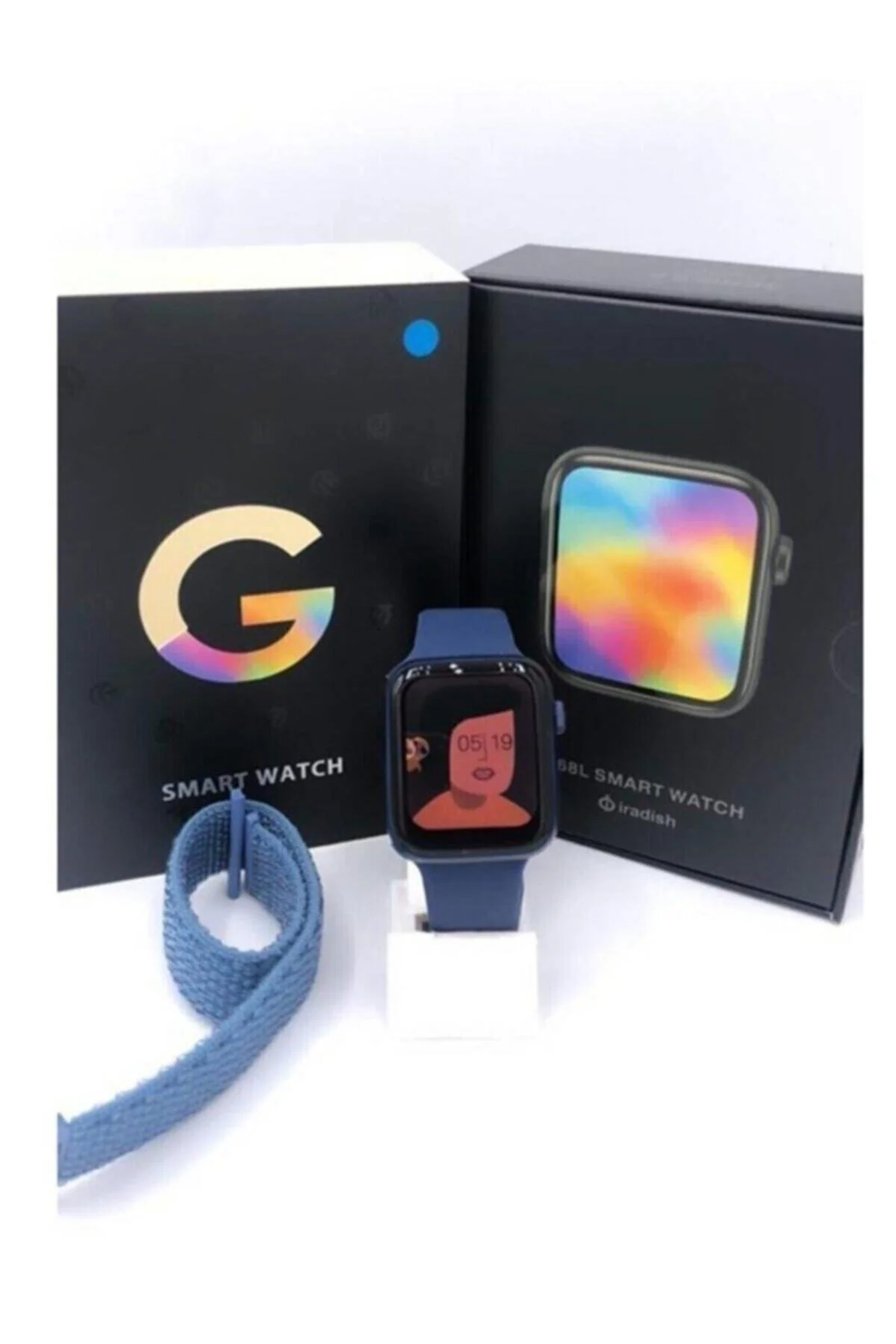 Smart Watch 6s Akıllı Saat Yan Tuşlar Aktif Uygulama – Çift Kordon Mavi - pazariz Görsel 2