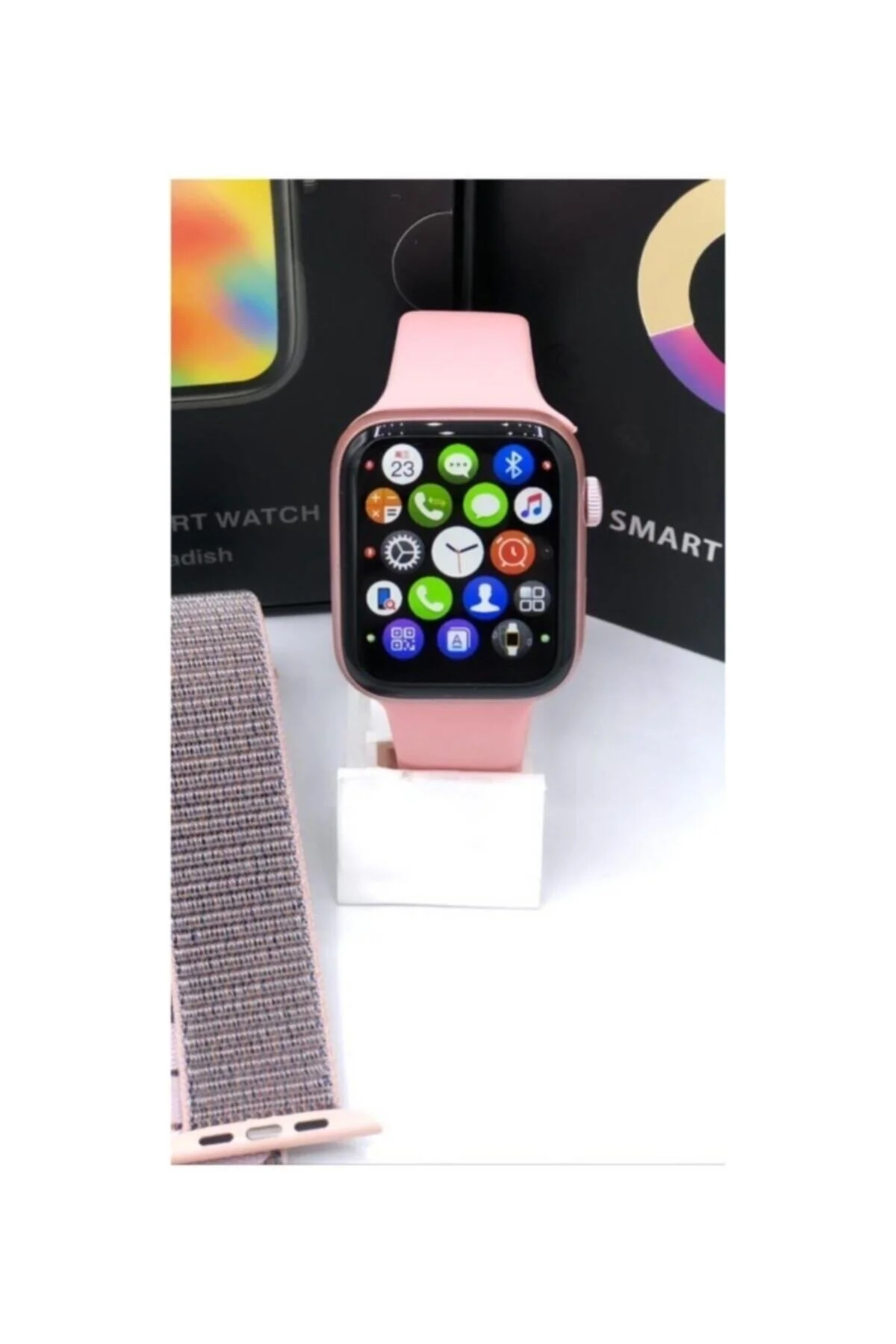 G68l Smart Watch 6s Akıllı Saat Yan Tuşlar Aktif Uygulama – Çift Kordon Pembe