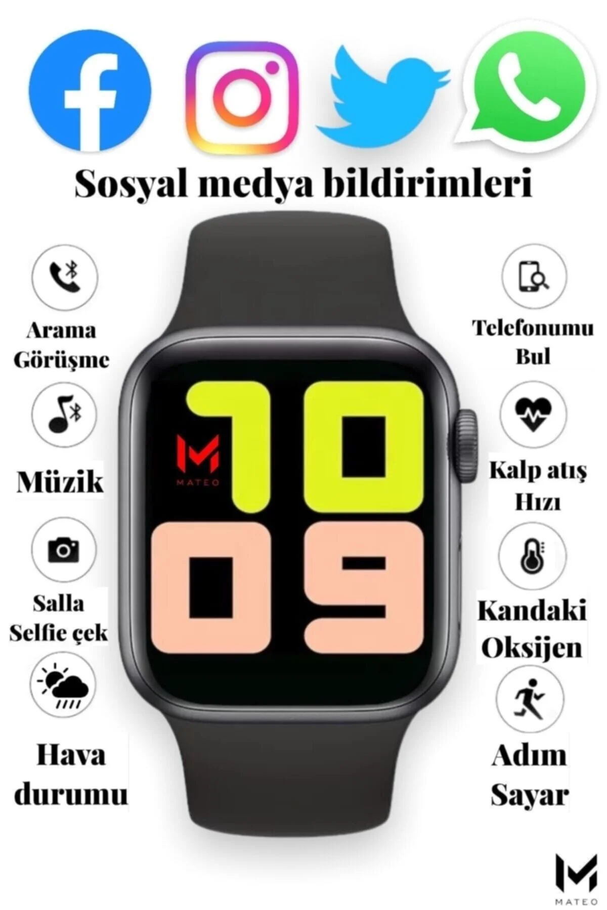 Akıllı Saat Nabız Ve Tansiyon Ölçer Arama Özellikli Çift Tuş Aktif T500 Son Sürüm Ios/androıd Uymlu - pazariz Görsel 2