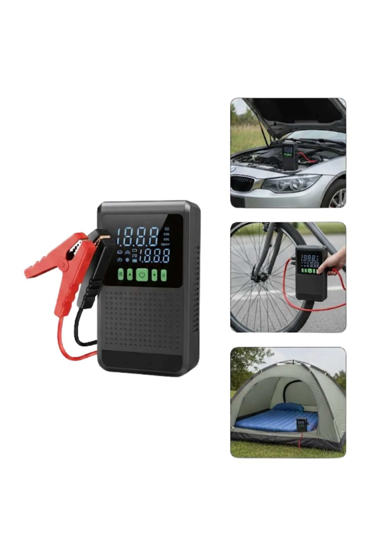Taşınabilir Araç Akü Şarj Takviye Cihazı 12.000 Mah. 150 Psi Dijital Kompresör - pazariz Görsel 2