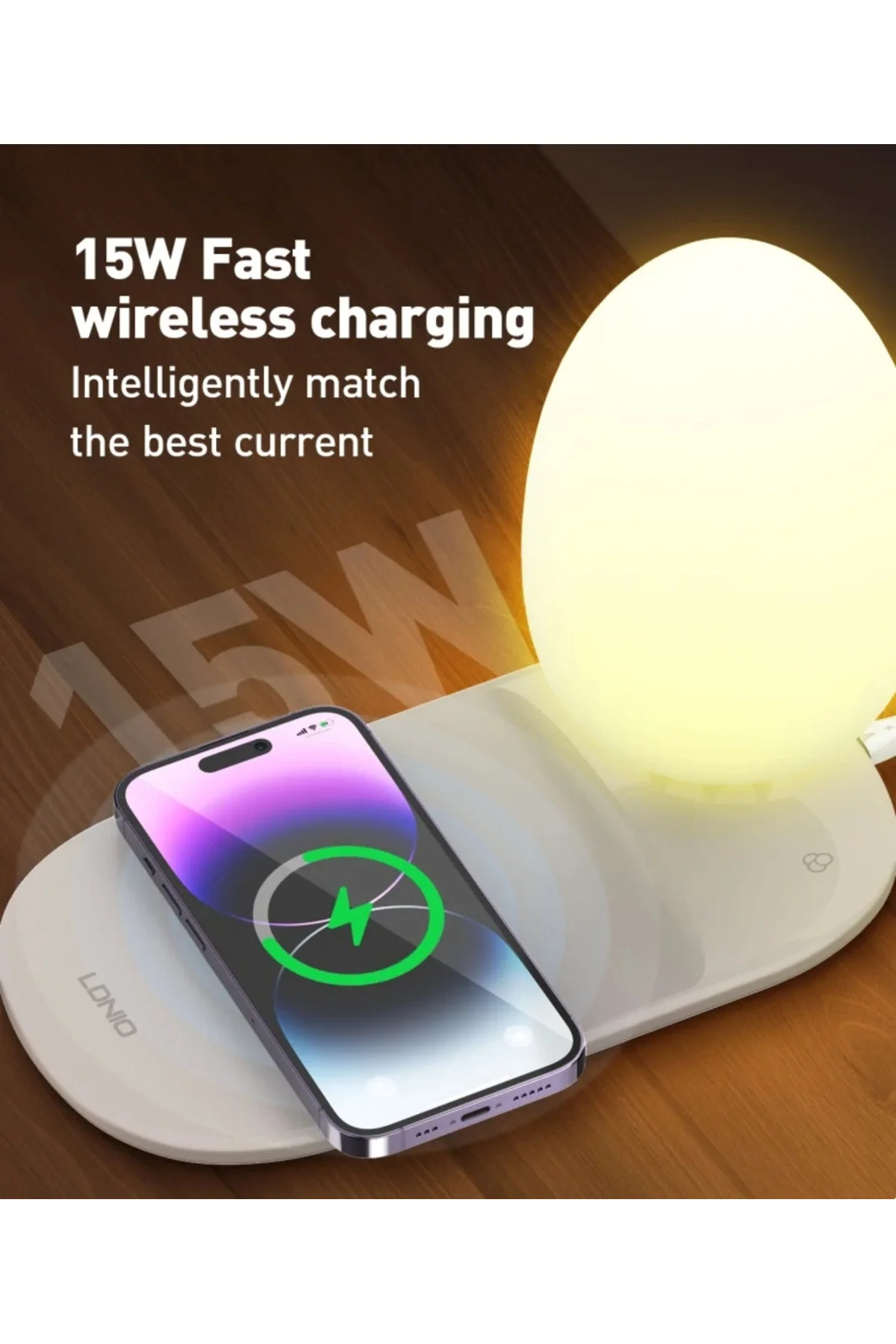 Wireless Şarj Standı Hızlı Şarj Özellikli Masa Lambası Şarj Istasyonu Şarj Lamba 15w Rgb - pazariz Görsel 4