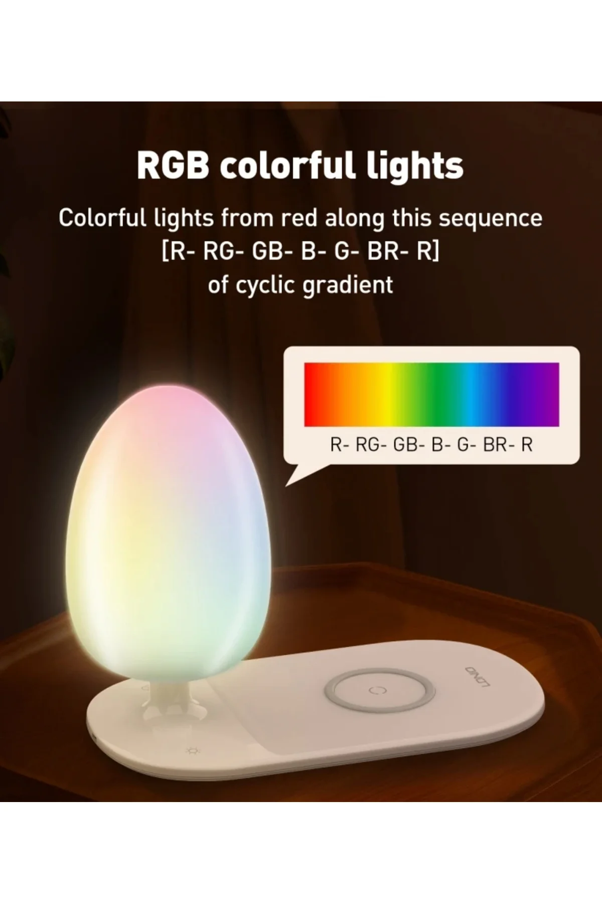 Wireless Şarj Standı Hızlı Şarj Özellikli Masa Lambası Şarj Istasyonu Şarj Lamba 15w Rgb - pazariz Görsel 5
