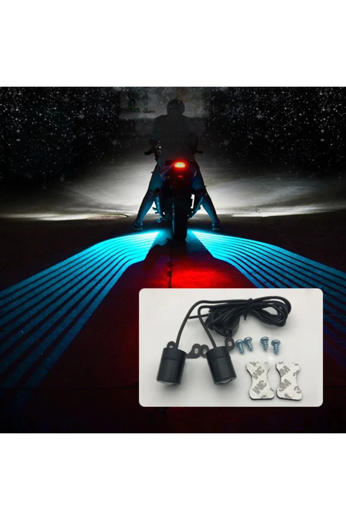 Araba motosiklet melek kanatları LED projeksiyon lambası lazer karşılama ışığı Mavi