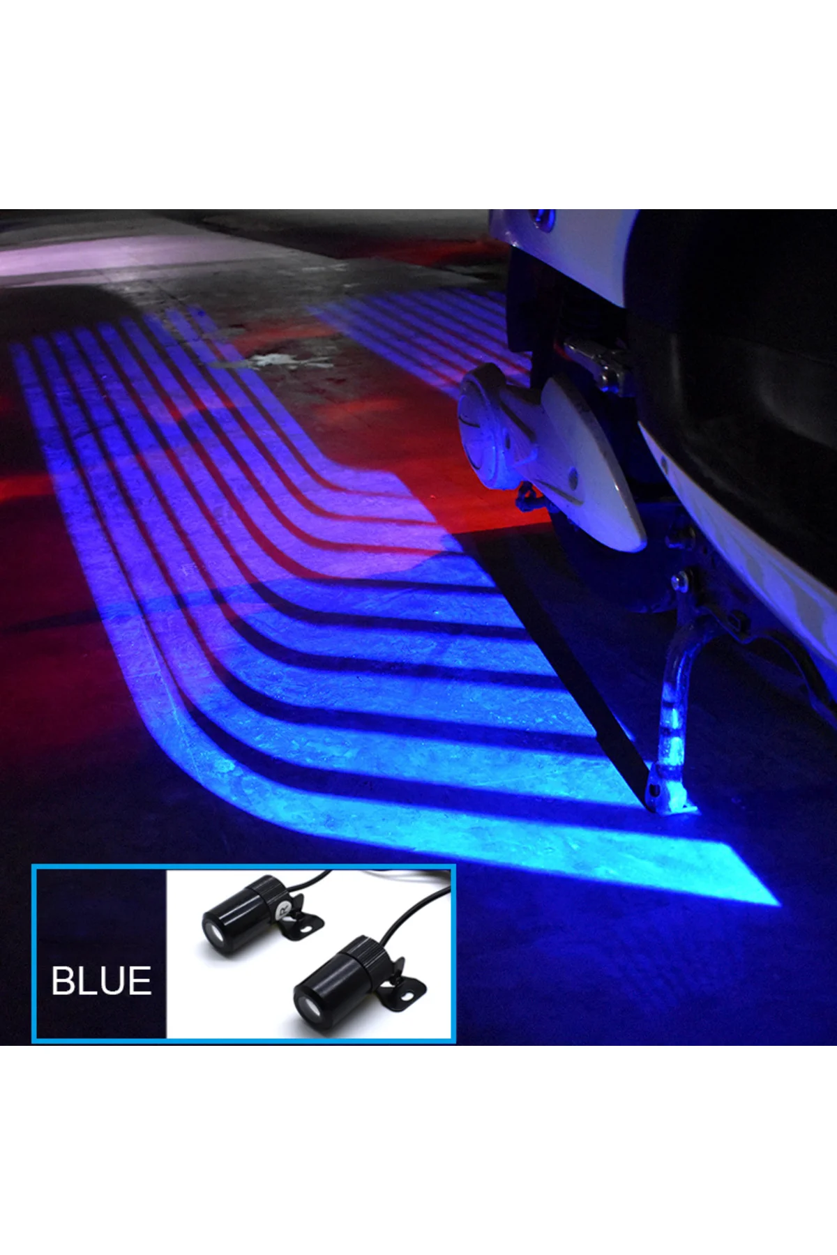 Araba motosiklet melek kanatları LED projeksiyon lambası lazer karşılama ışığı Mavi - pazariz Görsel 7