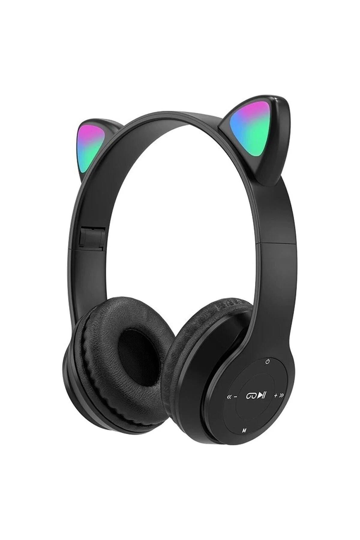 P47m Bluetooth Kedi Kulaklık Katlanabilir Sd Kart Girişli Mikrofonlu Kablosuz Led Işıklı Uyumlu - pazariz Görsel 2