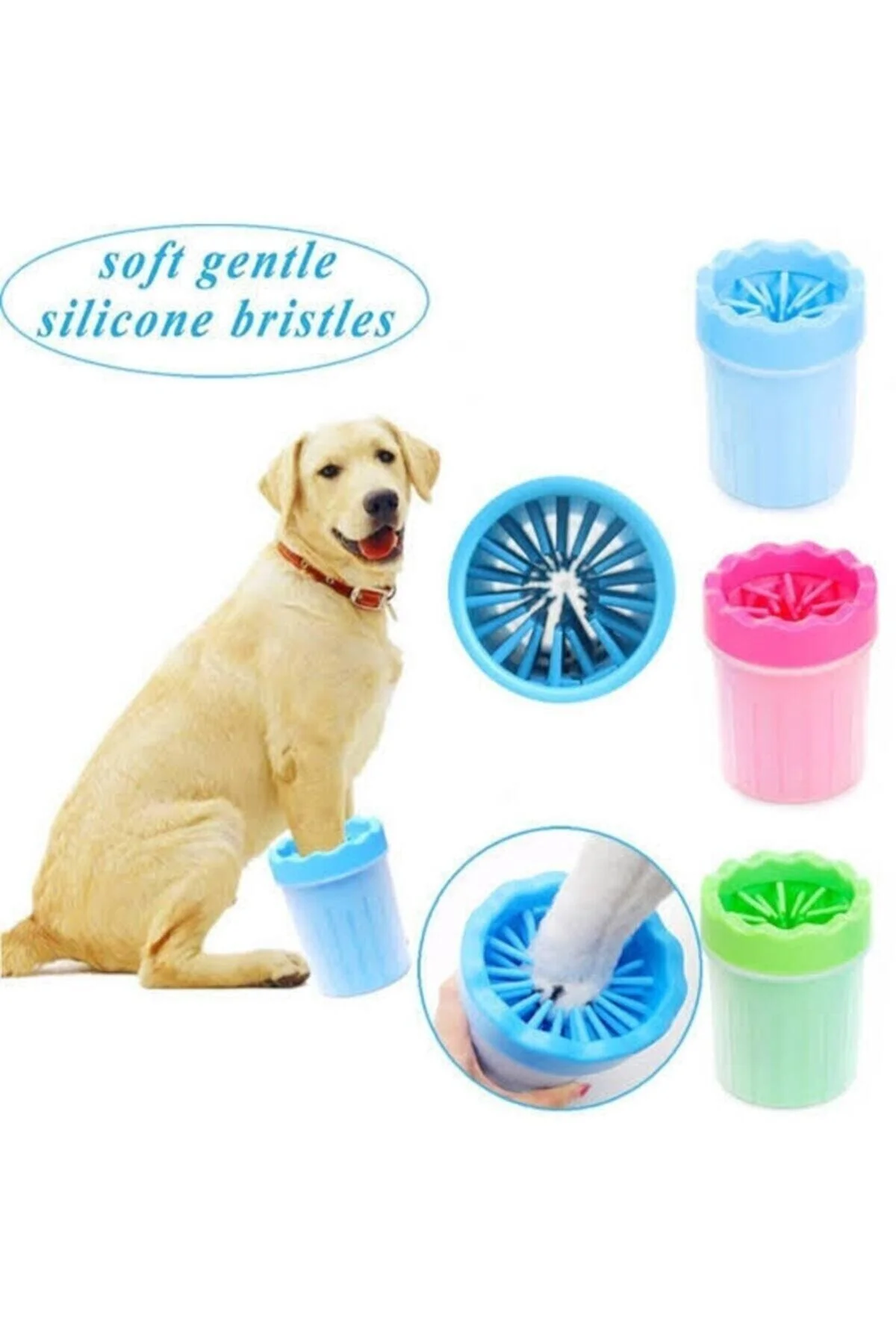 Soft Gentle Silikon Jel Fırçalı Köpek Pati Yıkama Aparatı Büyük Mavi