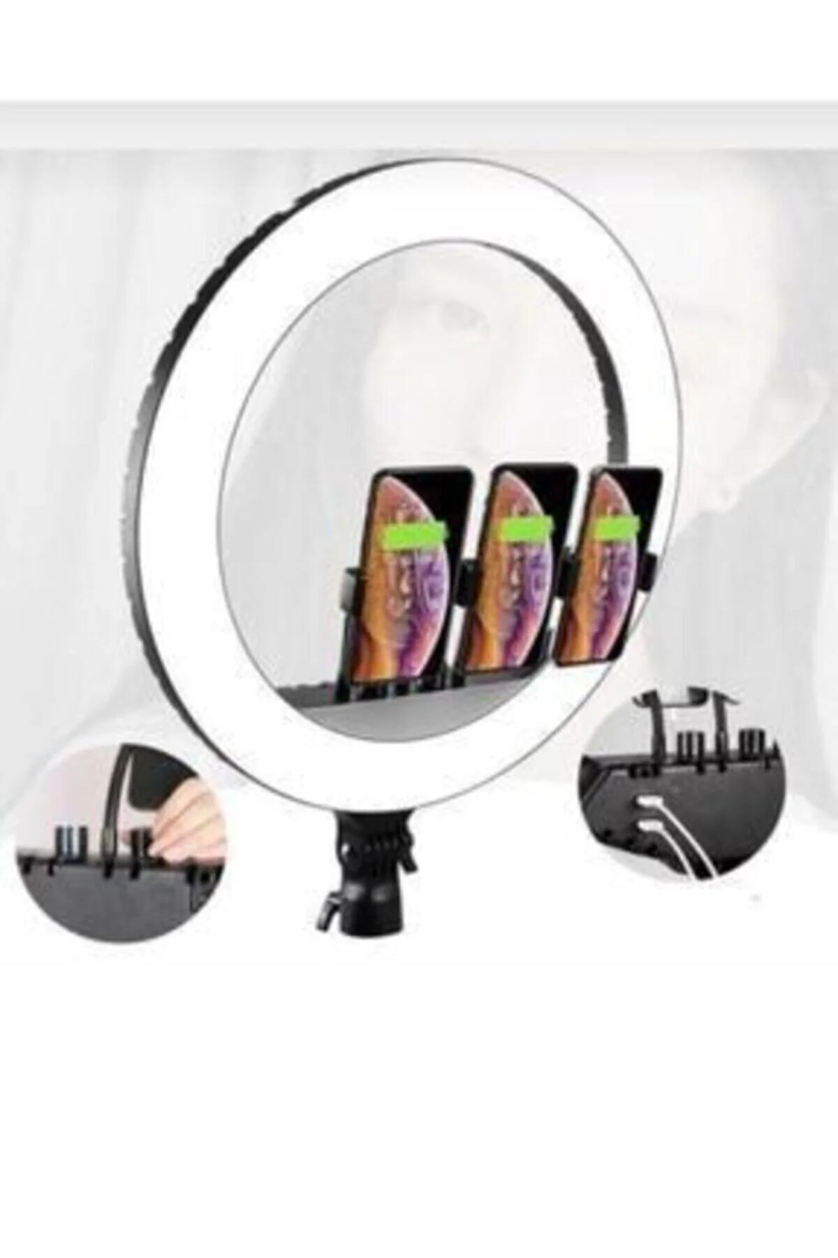 Büyük Boy Ring Light Makyaj Güzellik 5500k 48w Kuaför Kit Çantalı Ve Kumandalı 18 Inç Işık - pazariz Görsel 2