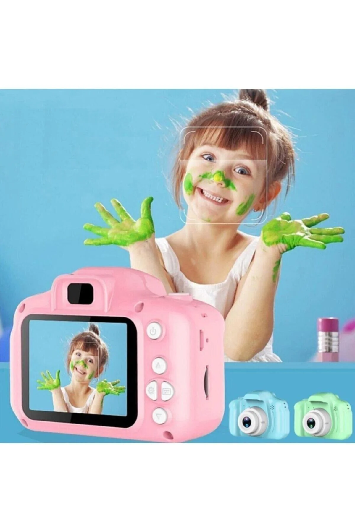 Mavi Renk Mini 1080p Hd Kamera Çocuklar Için Dijital Fotoğraf Makinesi 2.0 Inç Ekran 720-108 - pazariz Görsel 2