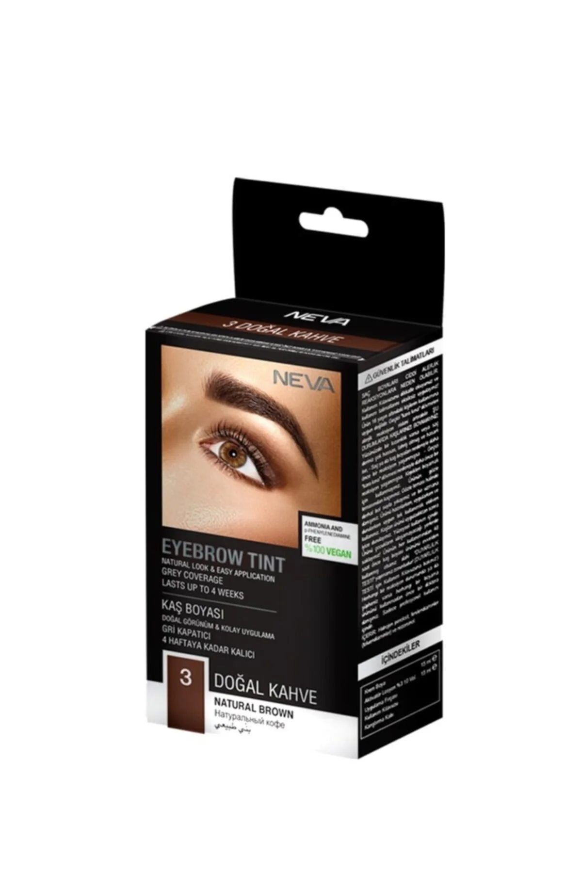 Neva Eyebrow Tint Kaş Boyası Seti 3.0 Doğal Kahve %100 Vegan