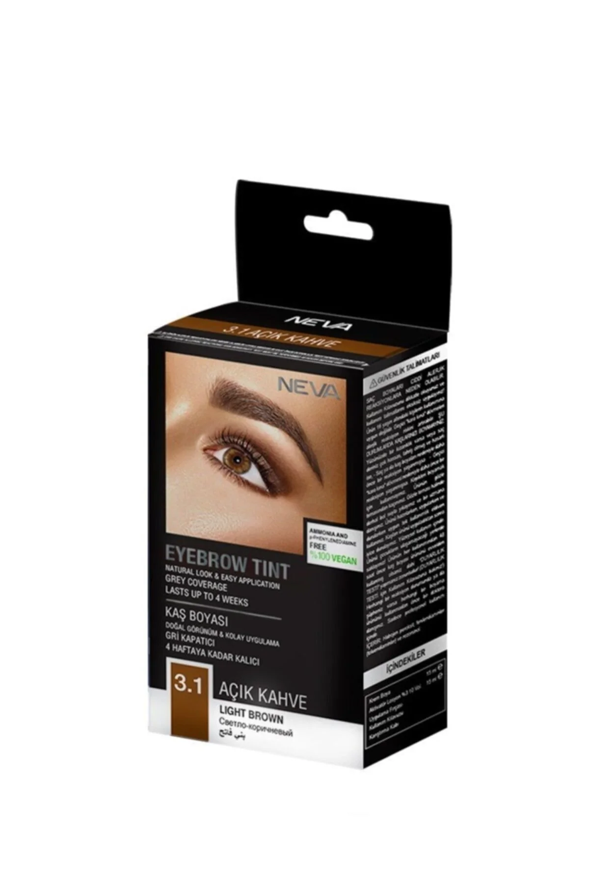 Neva Eyebrow Tint Kaş Boyası Seti 3.1 Açık Kahve %100 Vegan