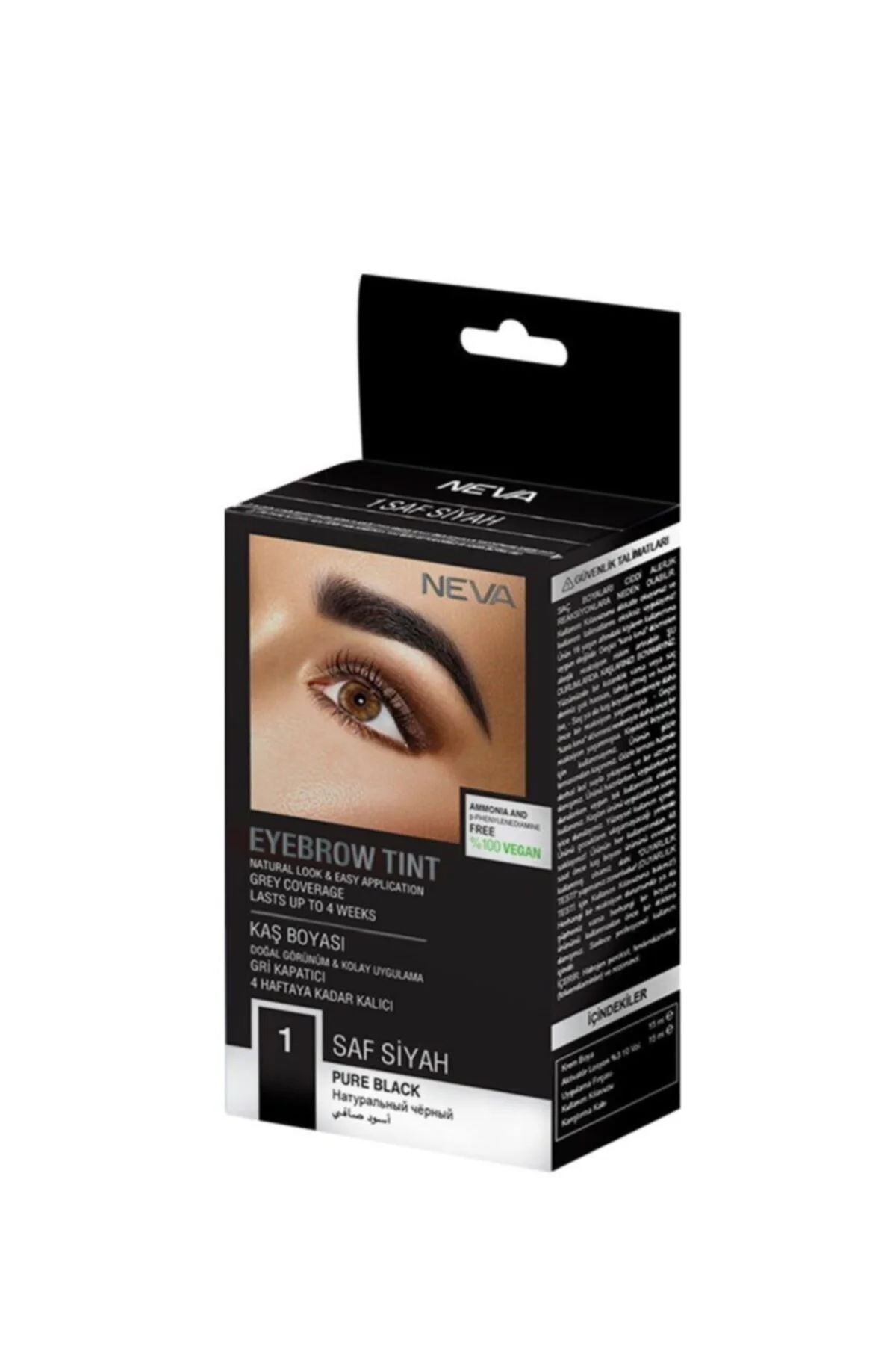 Neva Eyebrow Tint Kaş Boyası Seti 1.0 Saf Siyah %100 Vegan