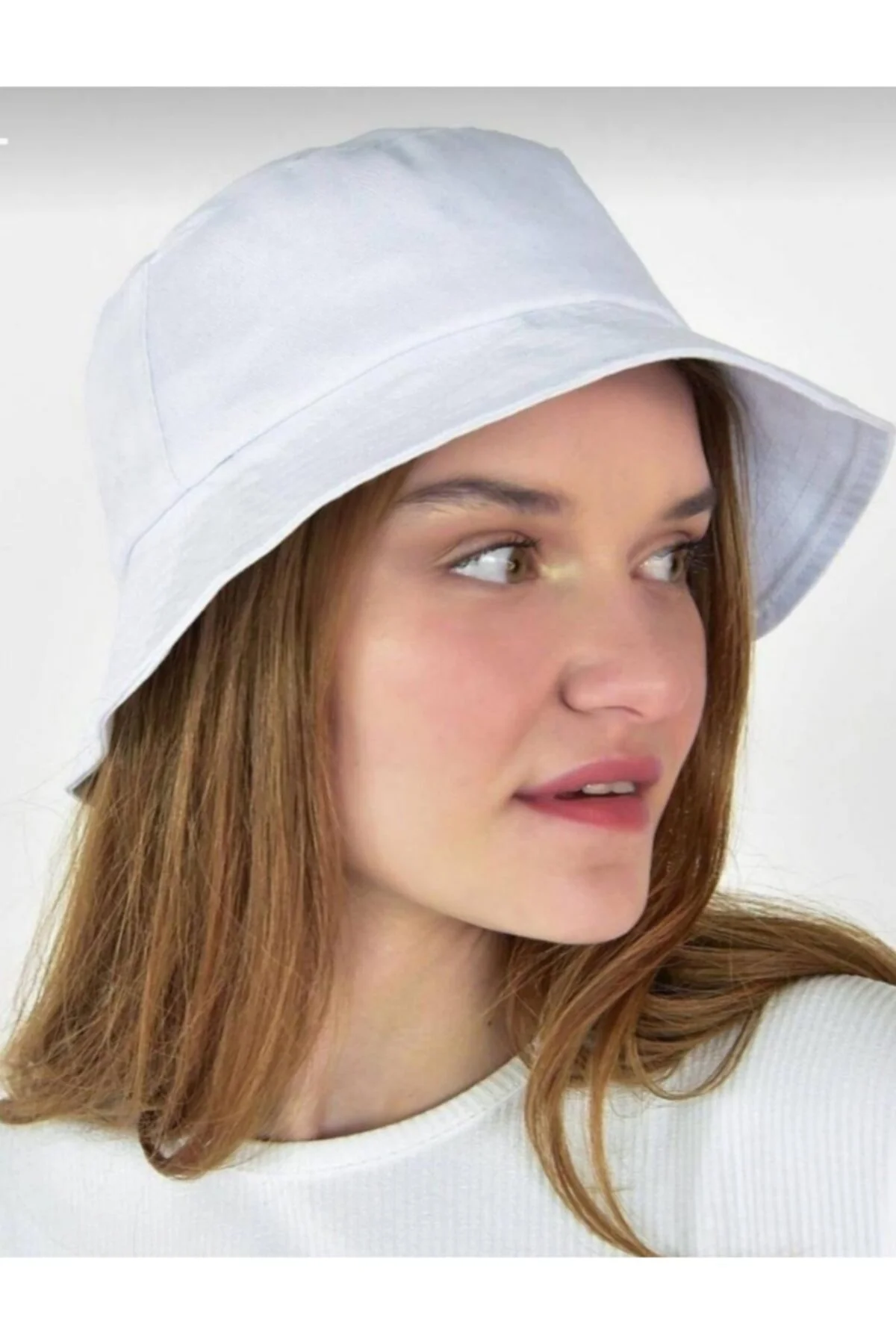 Beyaz Unisex Panama Kova Bucket Şapka - emirteks Görsel 2