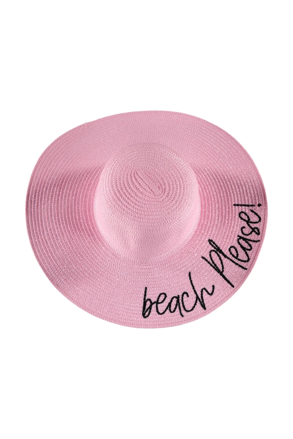 Beach Please Yazılı Hasır Plaj Şapkası - REVA Görsel 2