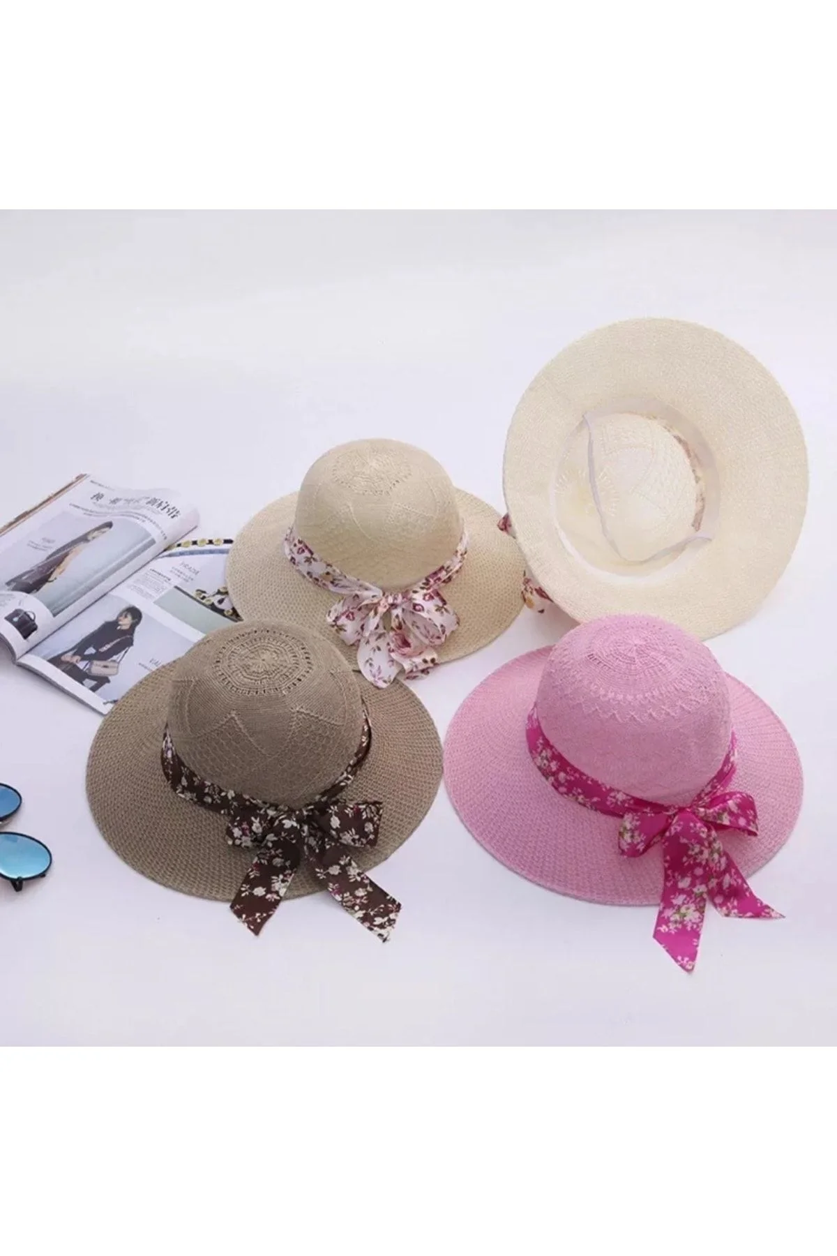 Panama Kadın Plaj Şapkası ( Merserize ) ( Pembe ) - Kardelen Butik Denizli Görsel 4