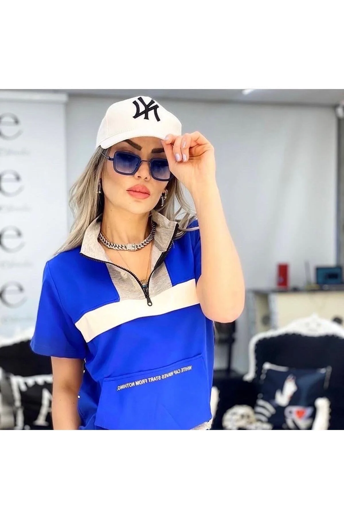 Beyaz Ny New York Nakışlı Şapka - zirve şapka Görsel 6