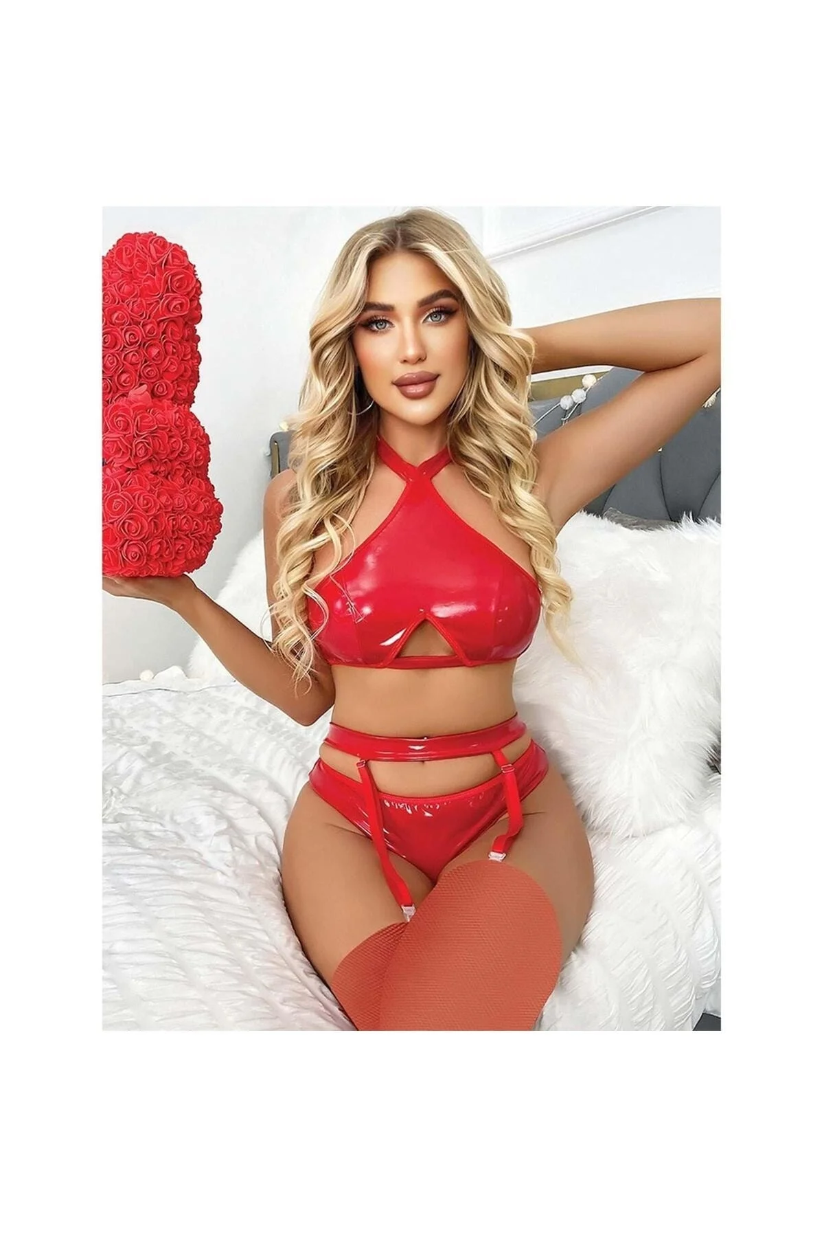 Passione 7106 Deri Görünümlü Fantazi Jartiyer Takım - REAL PASSİONE Görsel 2
