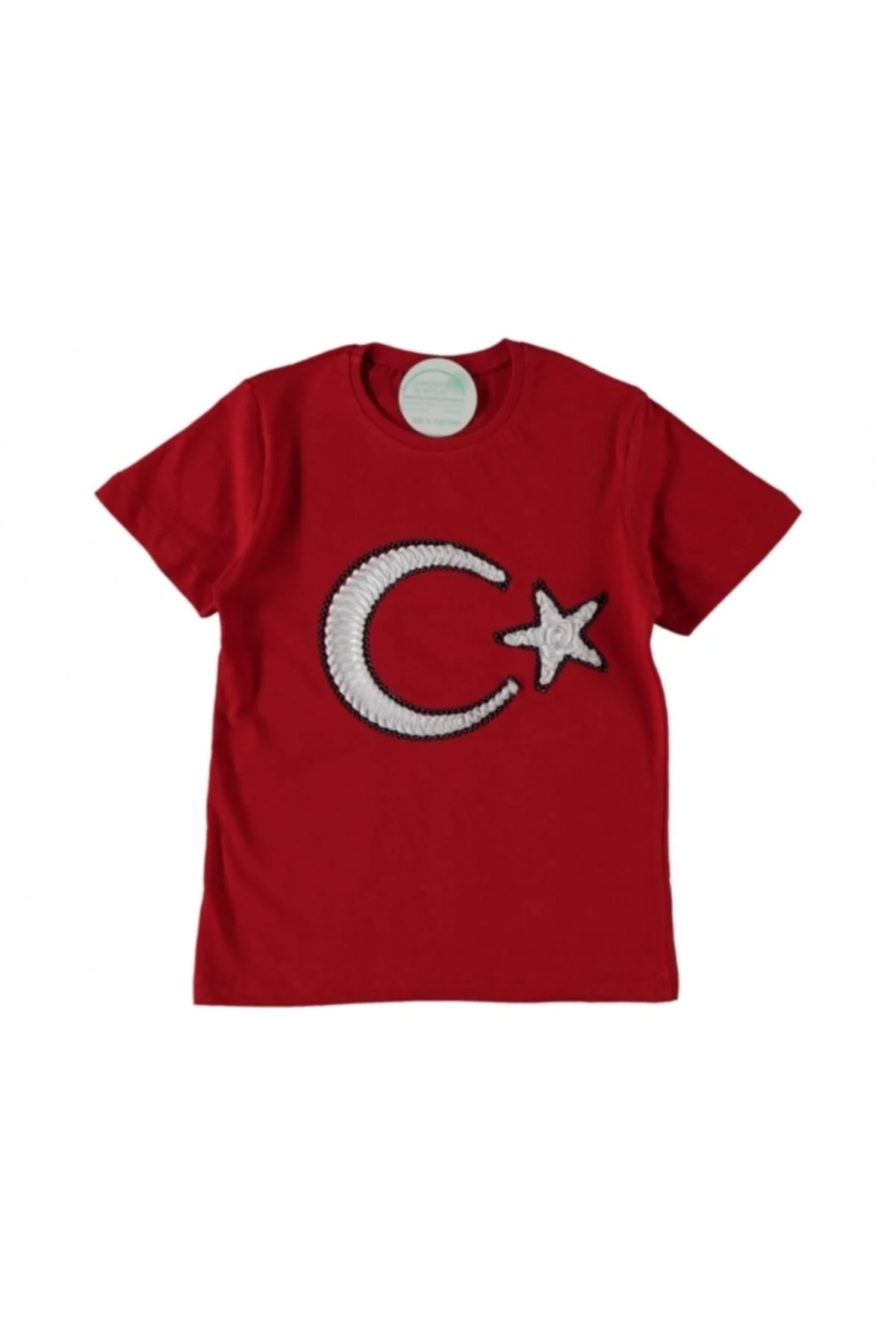 Kız Çocuk Kırmızı Kurdelalı Ay Yıldız T-shirt