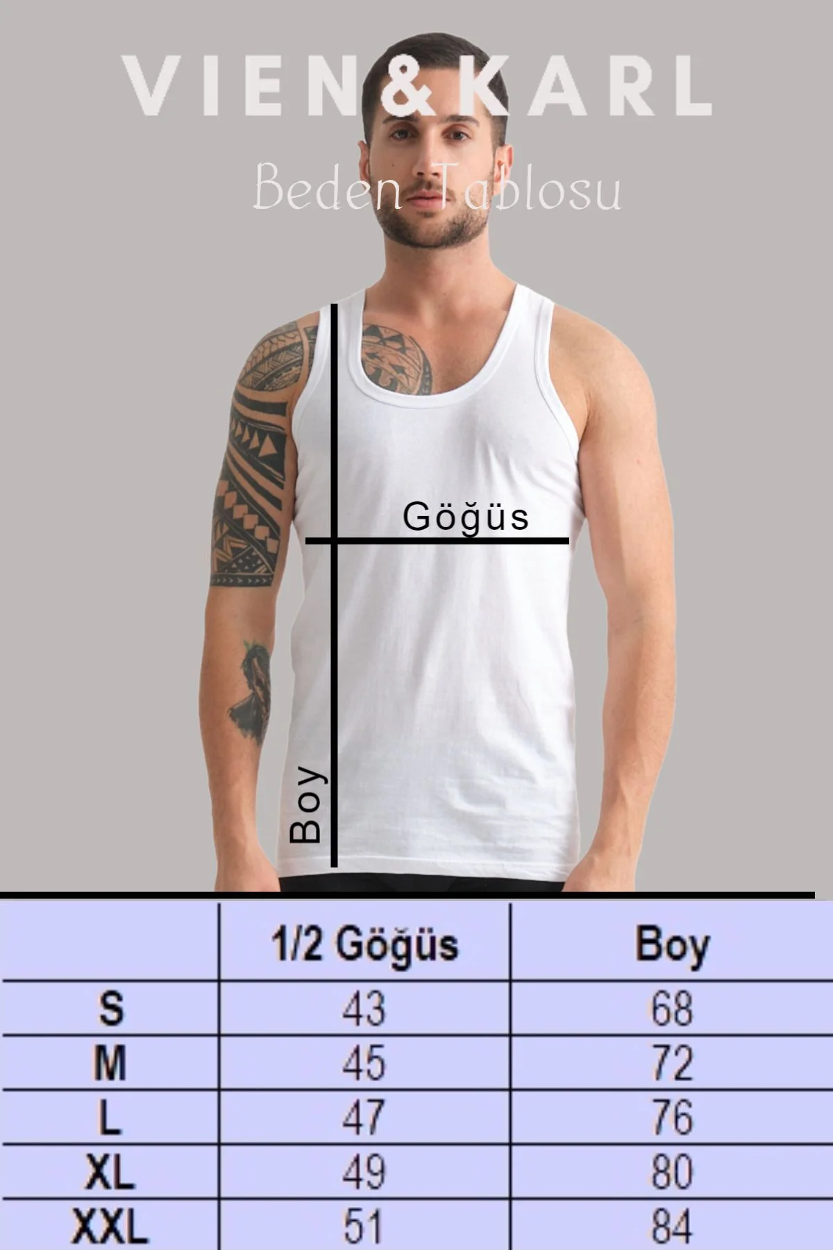 Erkek 3 Pamuklu Likralı Siyah Gri Lacivert Boxer 3 Atlet Takım - Vien&Karl Görsel 3