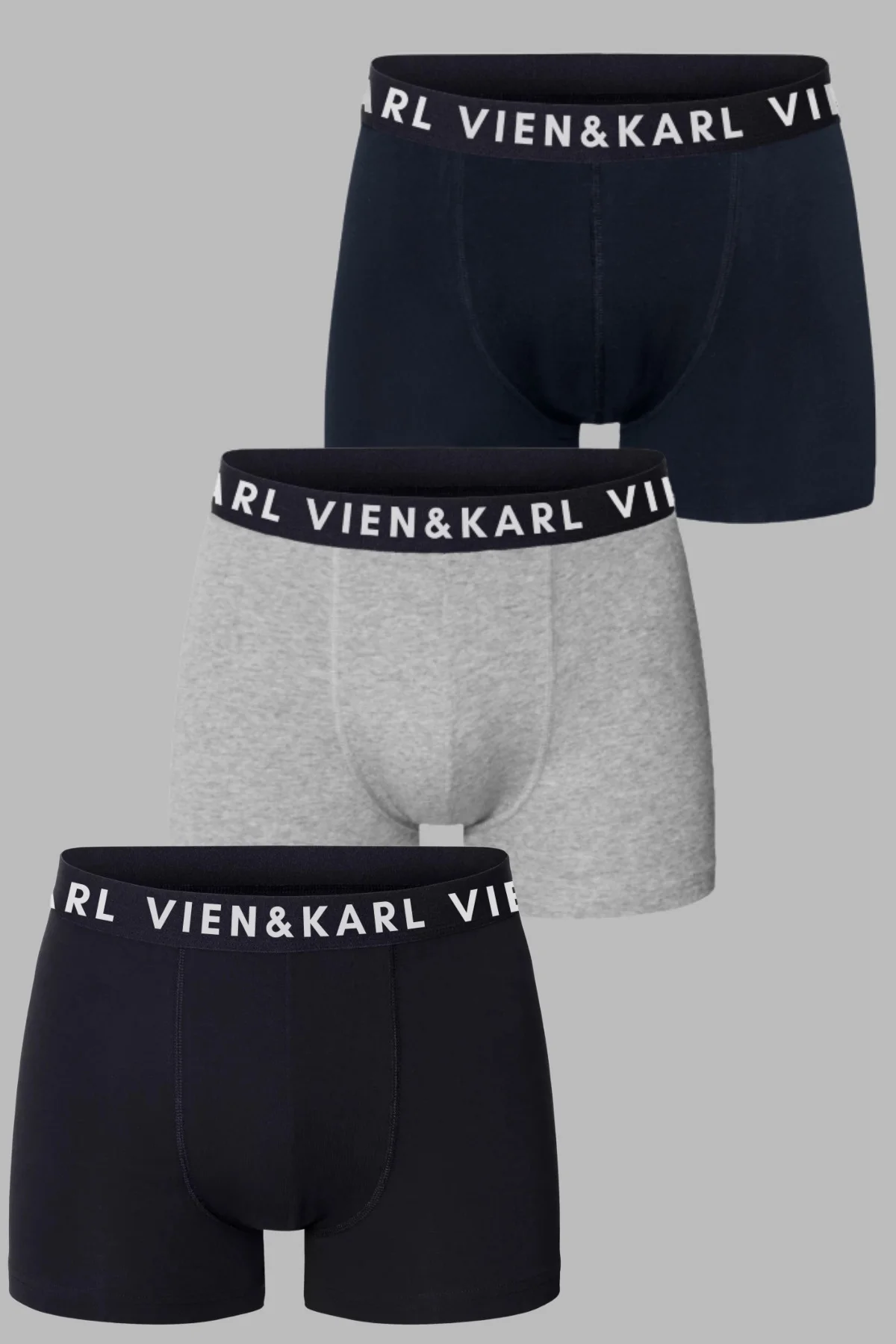 Erkek Siyah Gri Lacivert Paket Düz Likralı Boxer Şort 3’lü