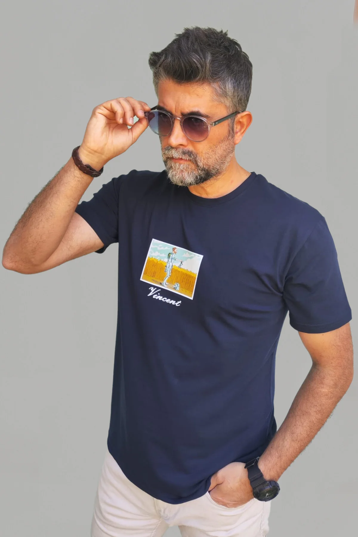 Erkek Desenli-düz Karışık Slim Fit Bisiklet Yaka Pamuk Elastan 3'lü Basic Tişört - Vien&Karl Görsel 4