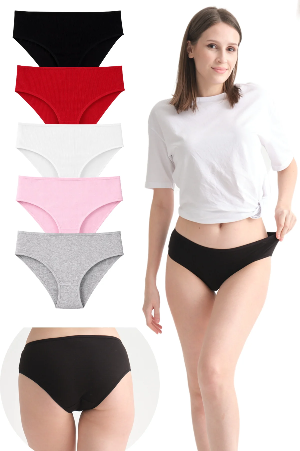 Kadın Renkli 5'li Paket Bato / Hipster Slip Külot