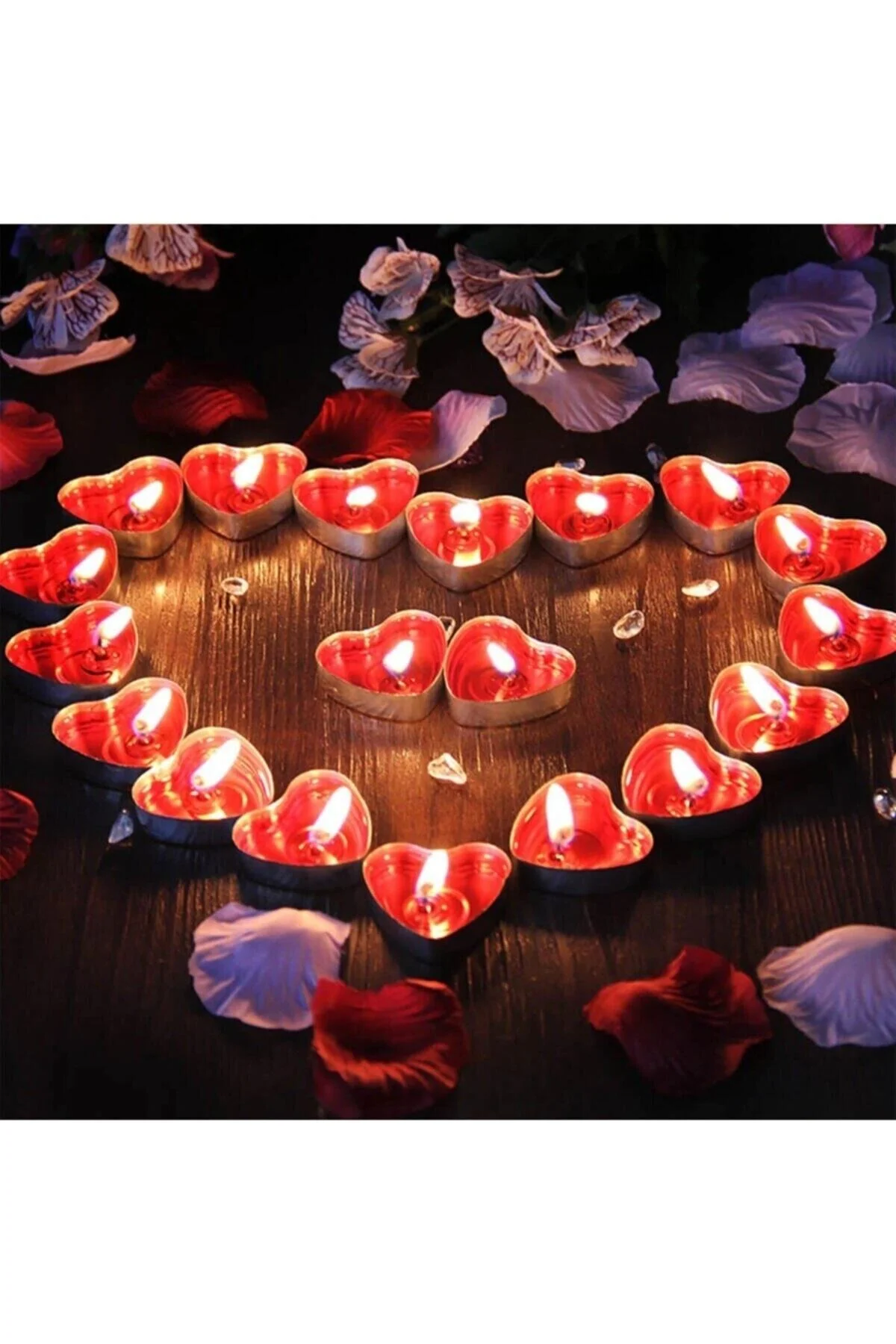 Kırmızı Kalpli Tealight Mum 50 Adet Kokusuz - pazariz Görsel 2