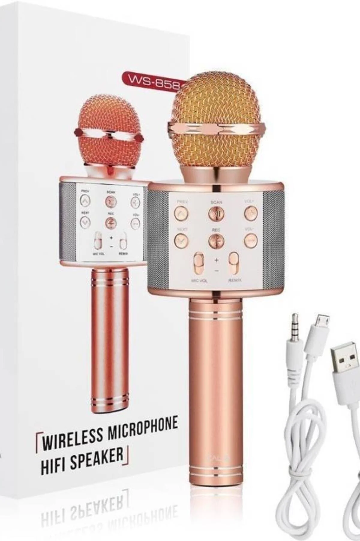 Şarj Edilebilir Telefon Ve Usb Bağlantılı Karaoke Mikrofon (rose Gold)