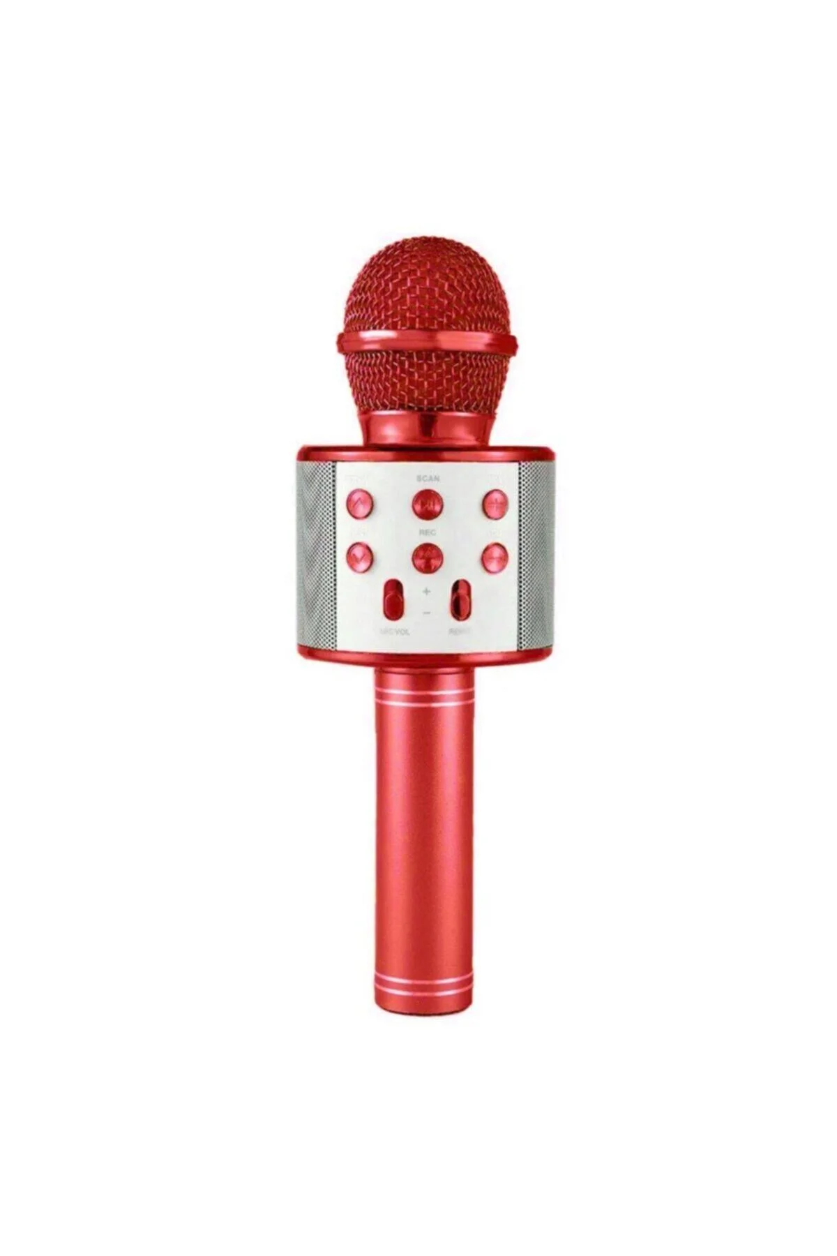 Pazarız Ws 858 Karaoke Mikrofon Kırmızı Bluetooth Hoparlör + Şarj Kablo