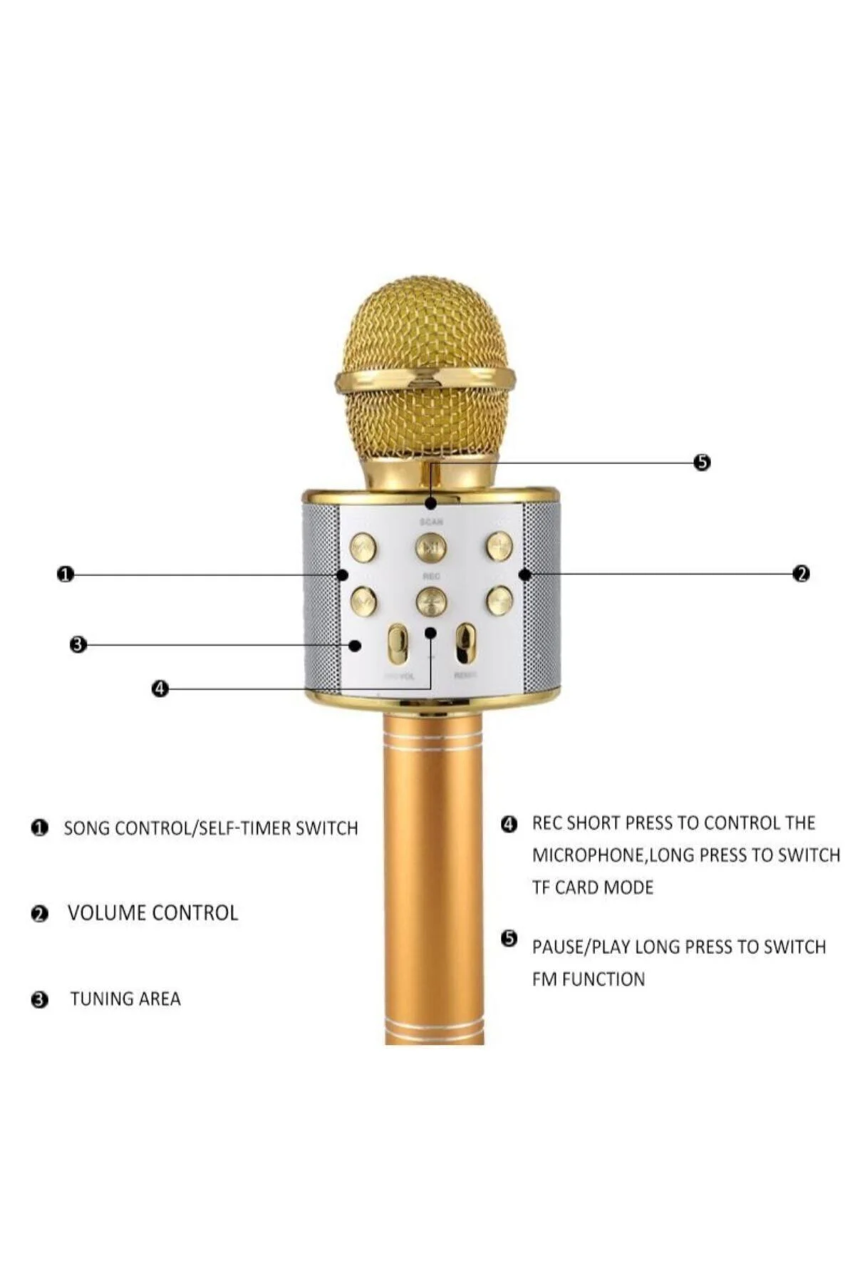 Karaoke Bluetooth Mikrofon Wster Usb Ses Değiştir Ws-858 - pazariz Görsel 3
