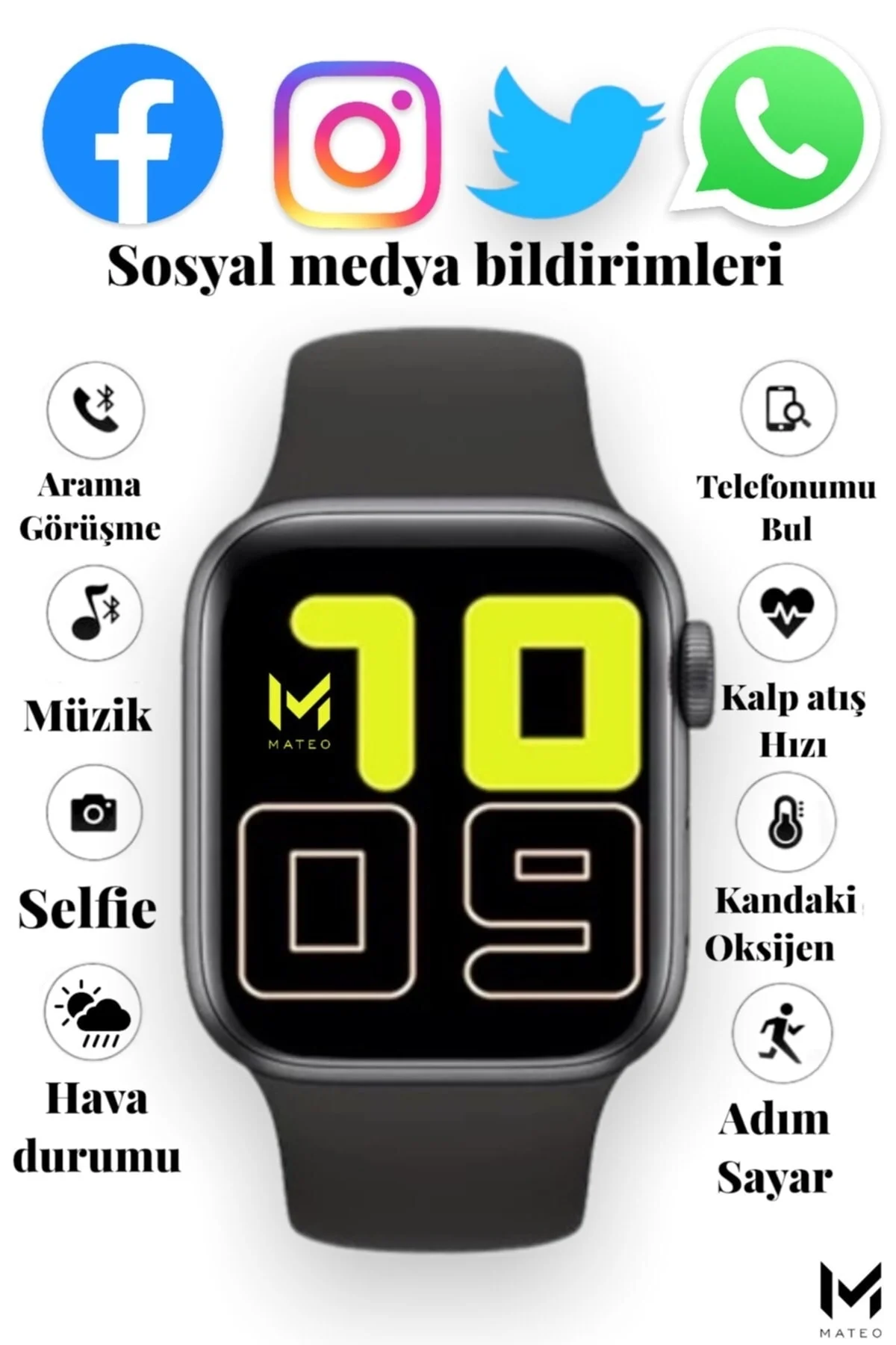Akıllı Saat L800 Ios Andorid Destekli Arama Özeliği Sağlık Verileri Ölçüm Sensörlü - pazariz Görsel 2