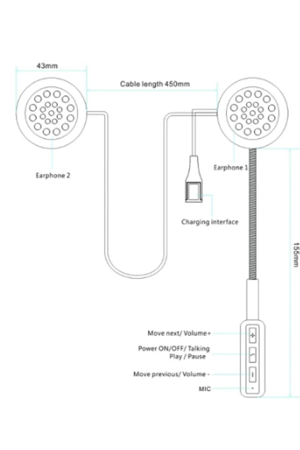 Bluetooth 5.0 Şarj Edilebilir Eller Serbest Motosiklet Kulaklık Kask Kulaklık Uyumlu - pazariz Görsel 6