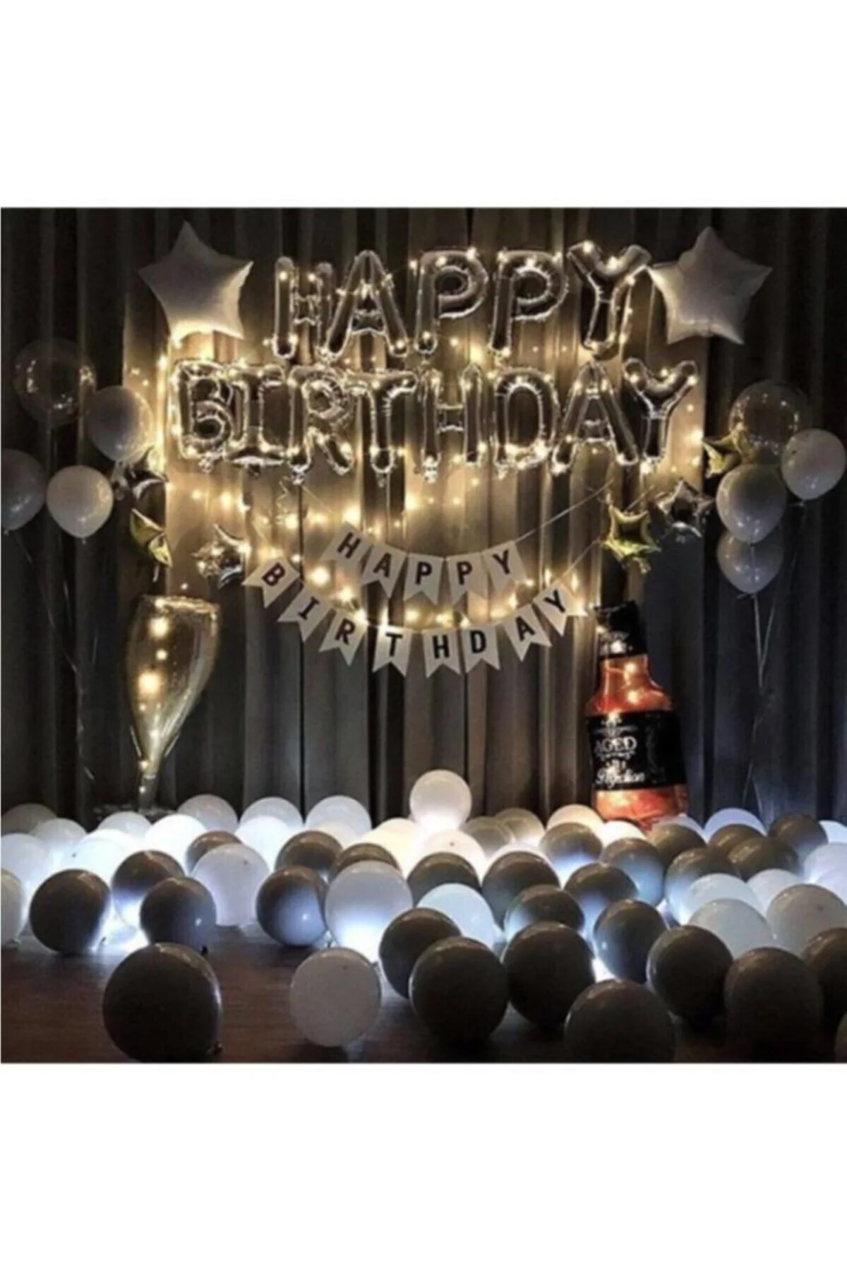 Fırsat Ayı Viskili Kadehli Yetişkin Doğum Günü Happy Bırthday Seti