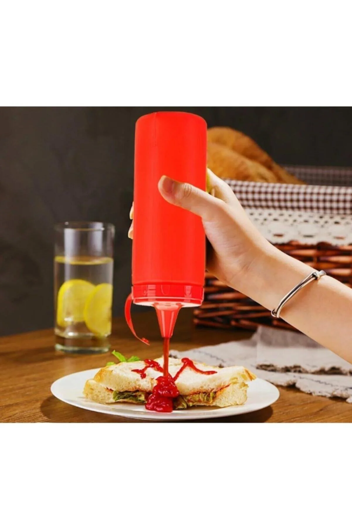 Titiz Ap-9029 Kırmızı Ketçap Sos Kabı 700ml 24 Oz - pazariz Görsel 3
