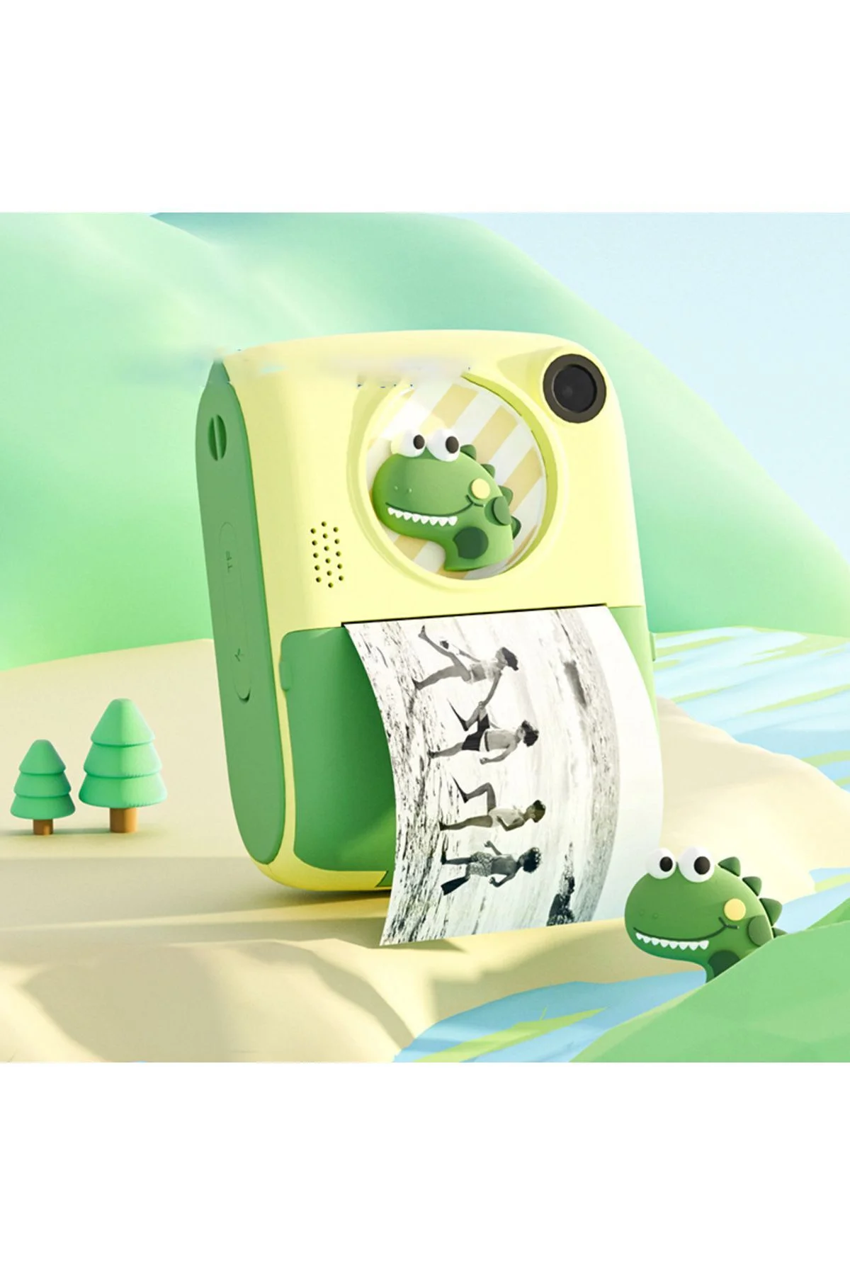 Anlık Termal Yazıcılı Dijital Çocuk Kamerası 2.0 İnç HD Instant Photo Printer Camera Yeşil - pazariz Görsel 2