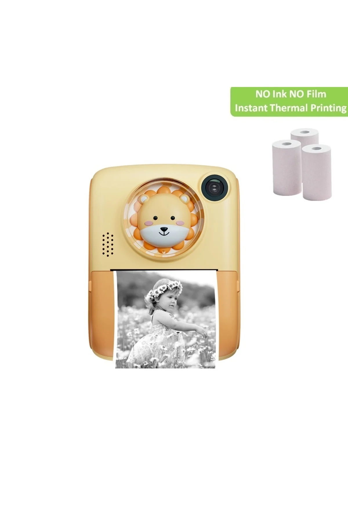 Anlık Termal Yazıcılı Dijital Çocuk Kamerası 2.0 İnç HD Instant Photo Printer Camera Sarı - pazariz Görsel 2